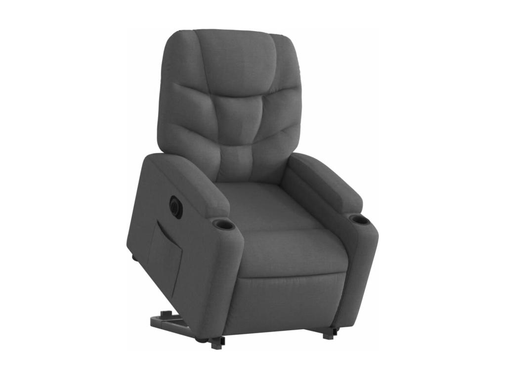 Sillón eléctrico reclinable elevable de tela gris oscuro