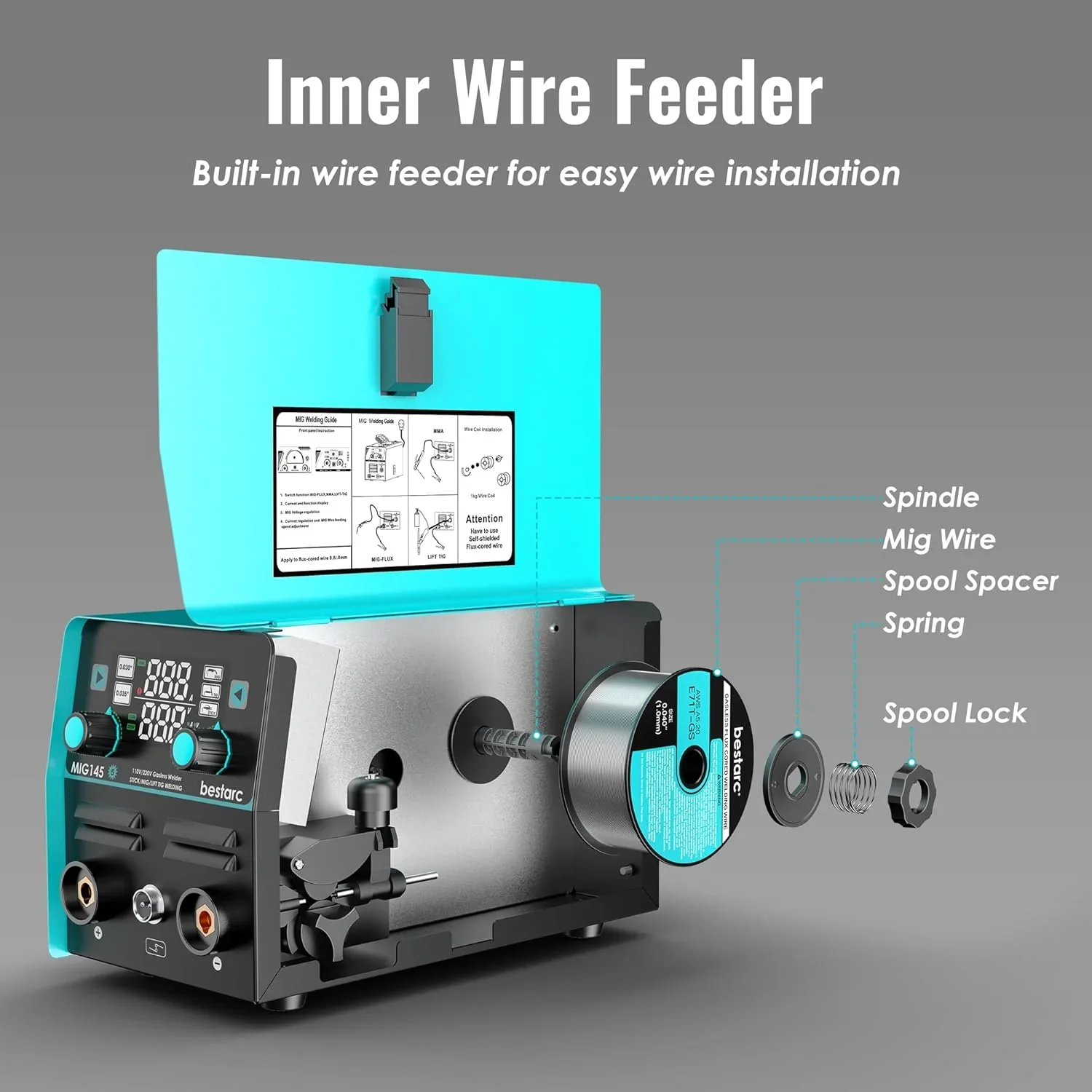 bestarc 145A 3-in-1 MIG Welder, 110V/220V - MIG145-9GEN-110/220V, MIG145-1122 - Image 7 bestarc 145A 3-in-1 MIG Welder, 110V/220V - MIG145-9GEN-110/220V, MIG145-1122 - Image 7