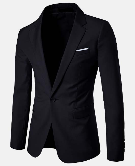 Business Solid Pocket Notch Lapel Single Breasted Blazer