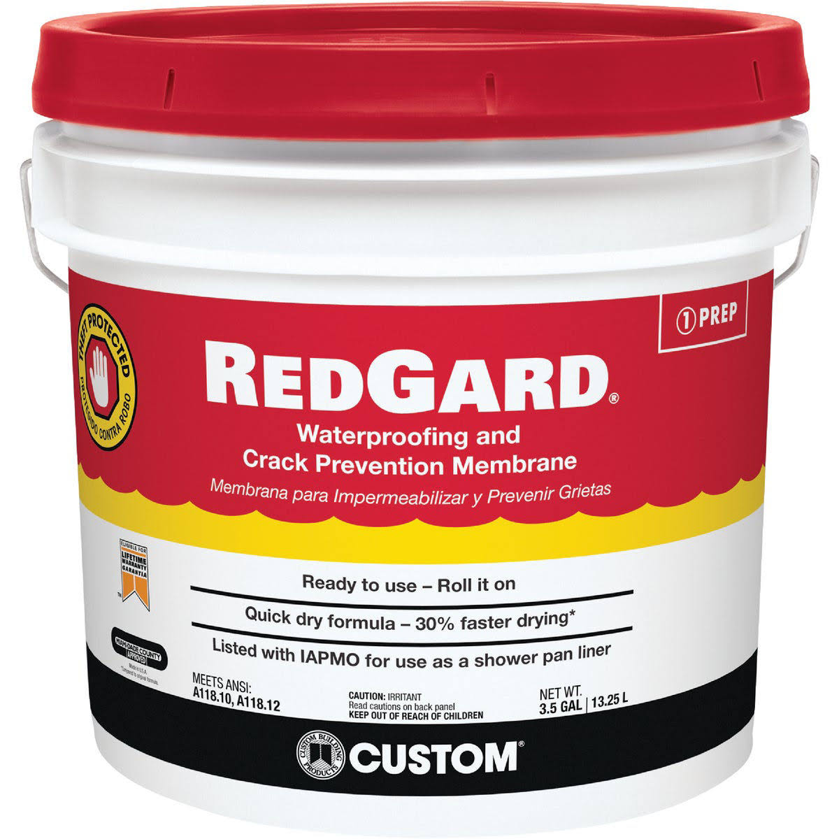 Custom Building Products Lqwaf3 Redgard Waterproofing Crack Prevention, 3.5 Gallon