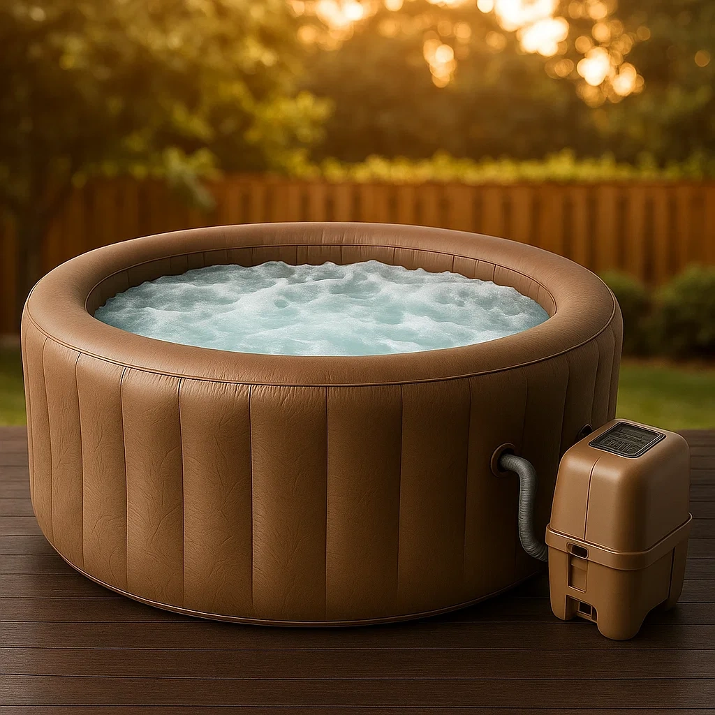 Spas hinchables 196x196x71 cm 4 personas redondo marrón uoXZOnR325HU