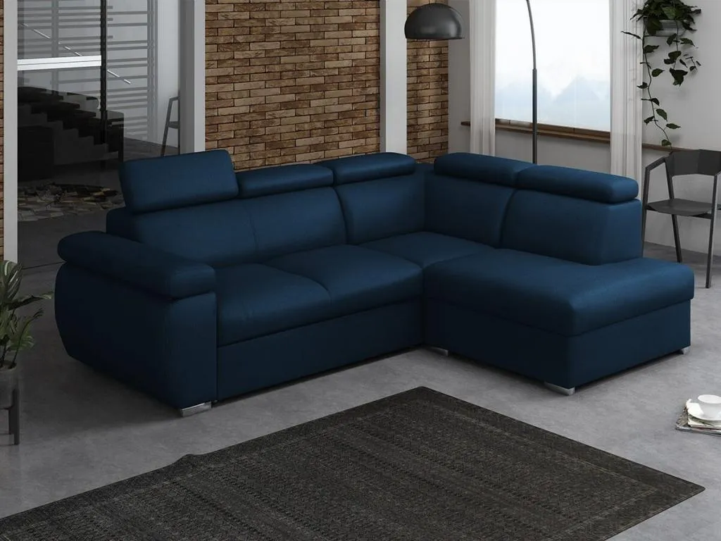 Sofá rinconero Mueblesclasic 161 Azul Función de descanso Caja de ropa de cama 260x200cm