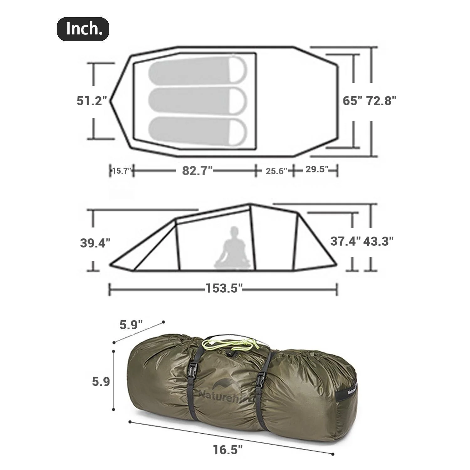 Naturehike, Ultralight Hiking Tent, Tear-resistant Tunnel Tent, Waterproof Camping Tent, Windproof Tent with Hall, 15D Lightweight Silicone-coated Nylon Fabrics,Large size for 2/3 Person. - Image 29