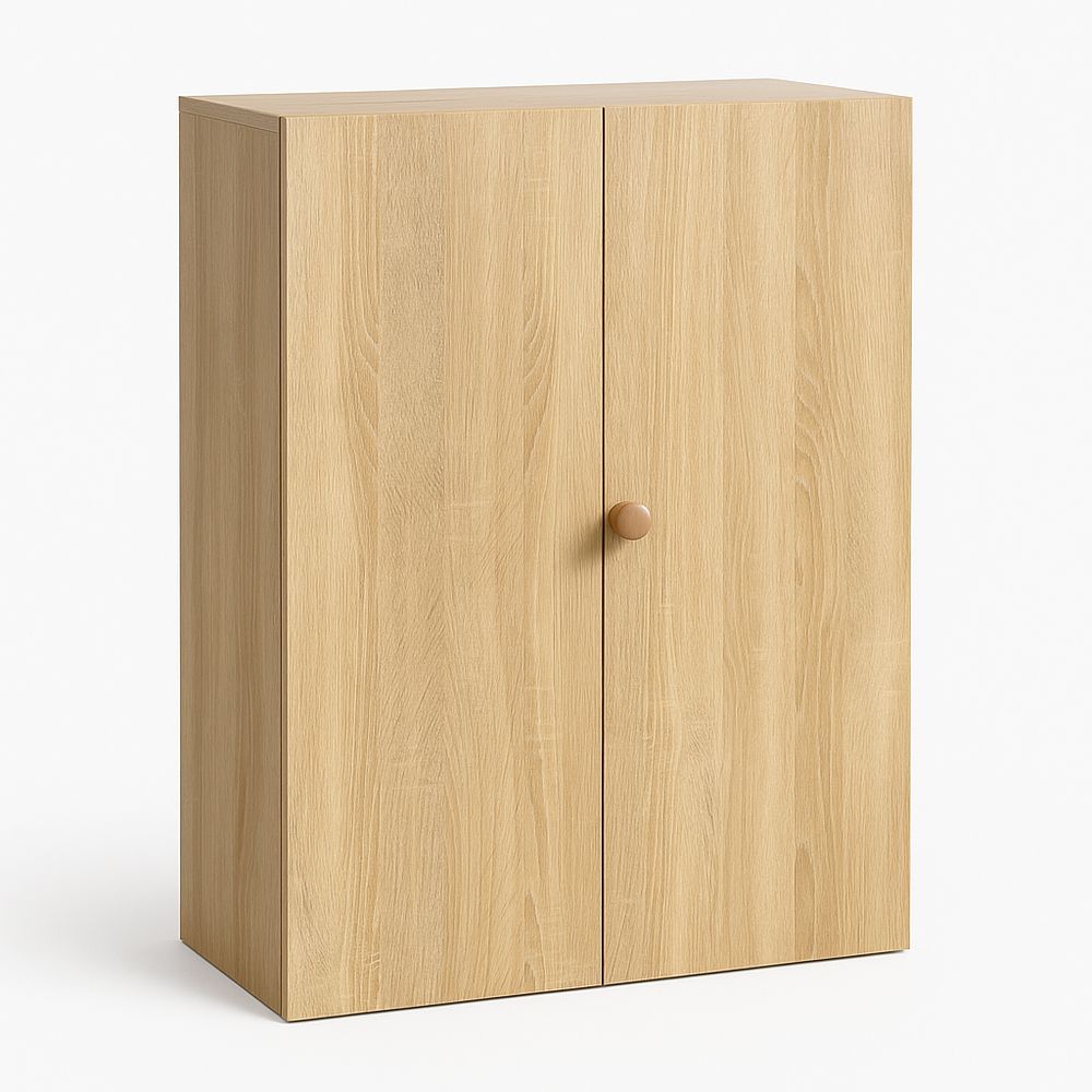 Armario Moderno de Madera con Puertas de Doble Cierre,Estilo Minimalista,Color Natural,80x40x120 cm