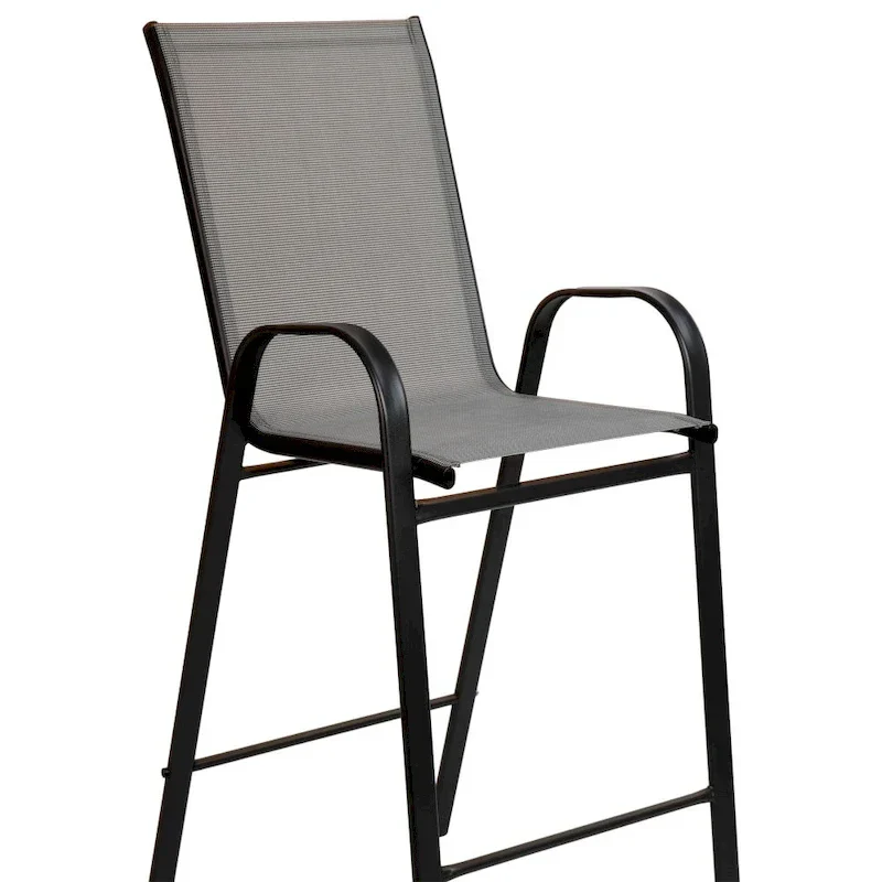 Set of 4 Outdoor Barstools with Flexible Comfort Material - Patio Seating