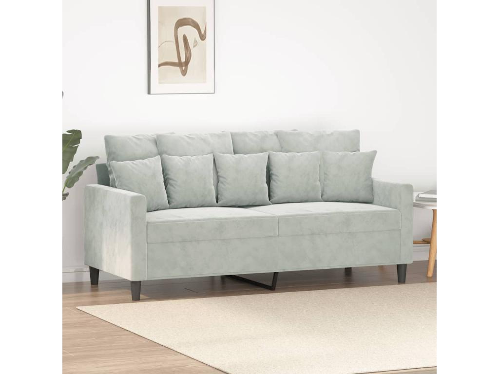 Sofá de 2 plazas de terciopelo gris claro 140 cm