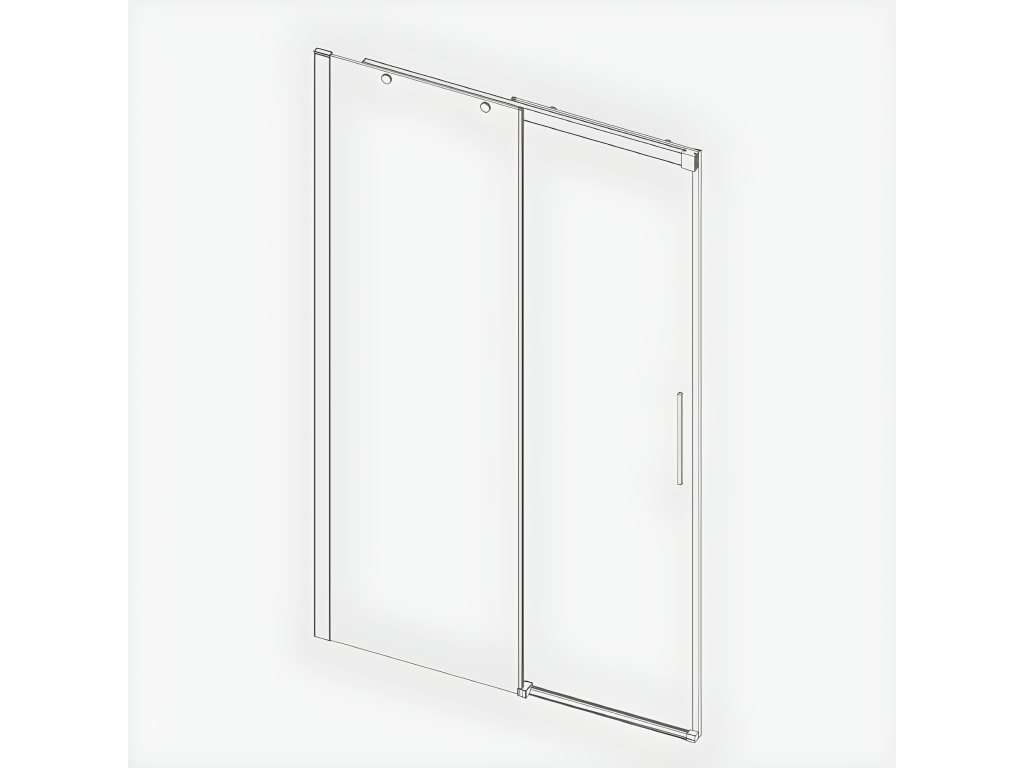 Frontal de ducha + Puerta Corredera LUNA Negro con Cristal serigrafiado 125 cm Lateral Fijo : 66.5 - 69 cm