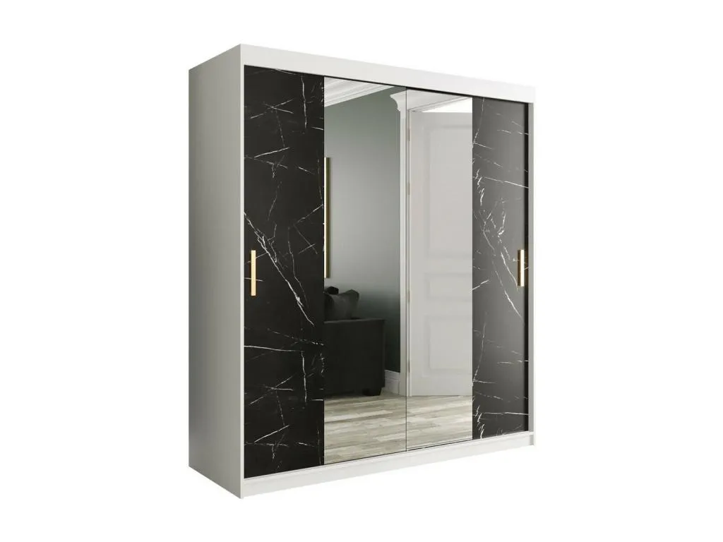 Armario Decocasaes 255 Mate blanco | Mármol negro 200x180x62cm Número de estantes - 9.00 27599xqej