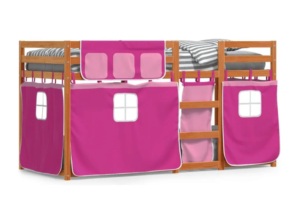 Litera con cortinas Prietocasa maciza de Prietocasa rosa 75x190 cm