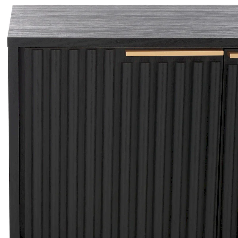 Mid Century TV Stand with Tambour Doors and Storage Drawers