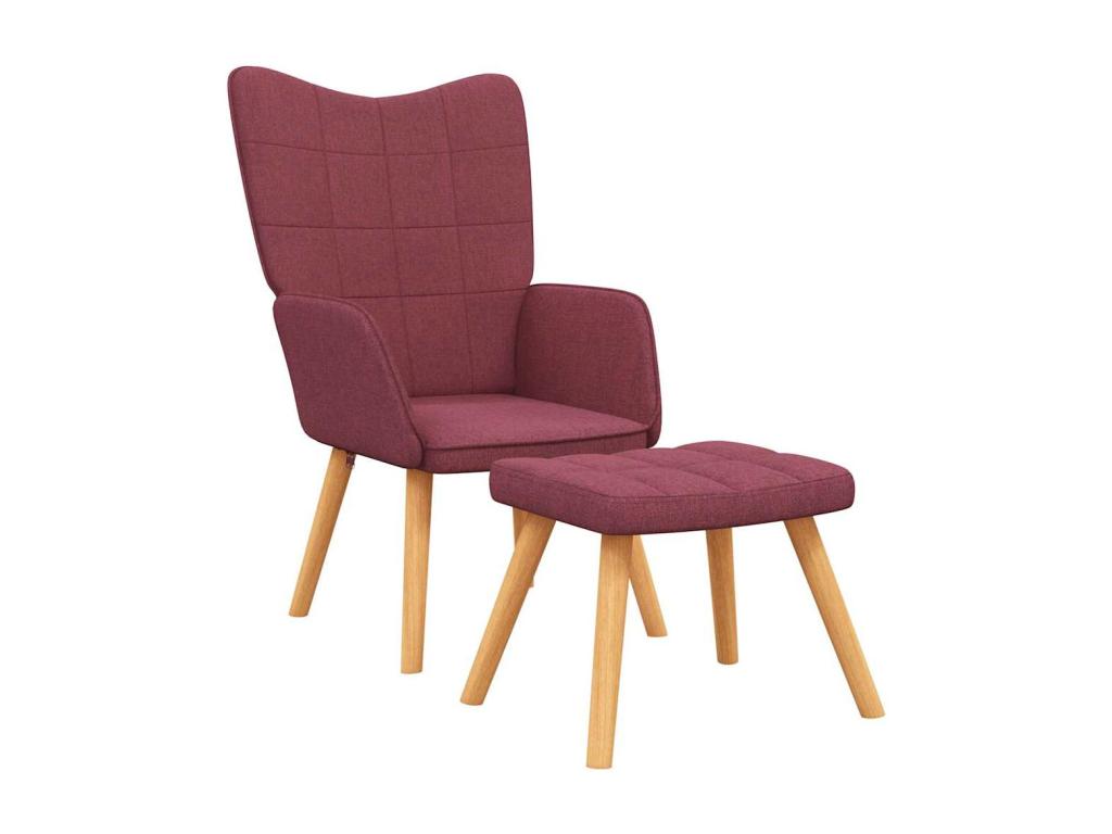 Sillón de Luzssnh con reposapiés tela rojo tinto