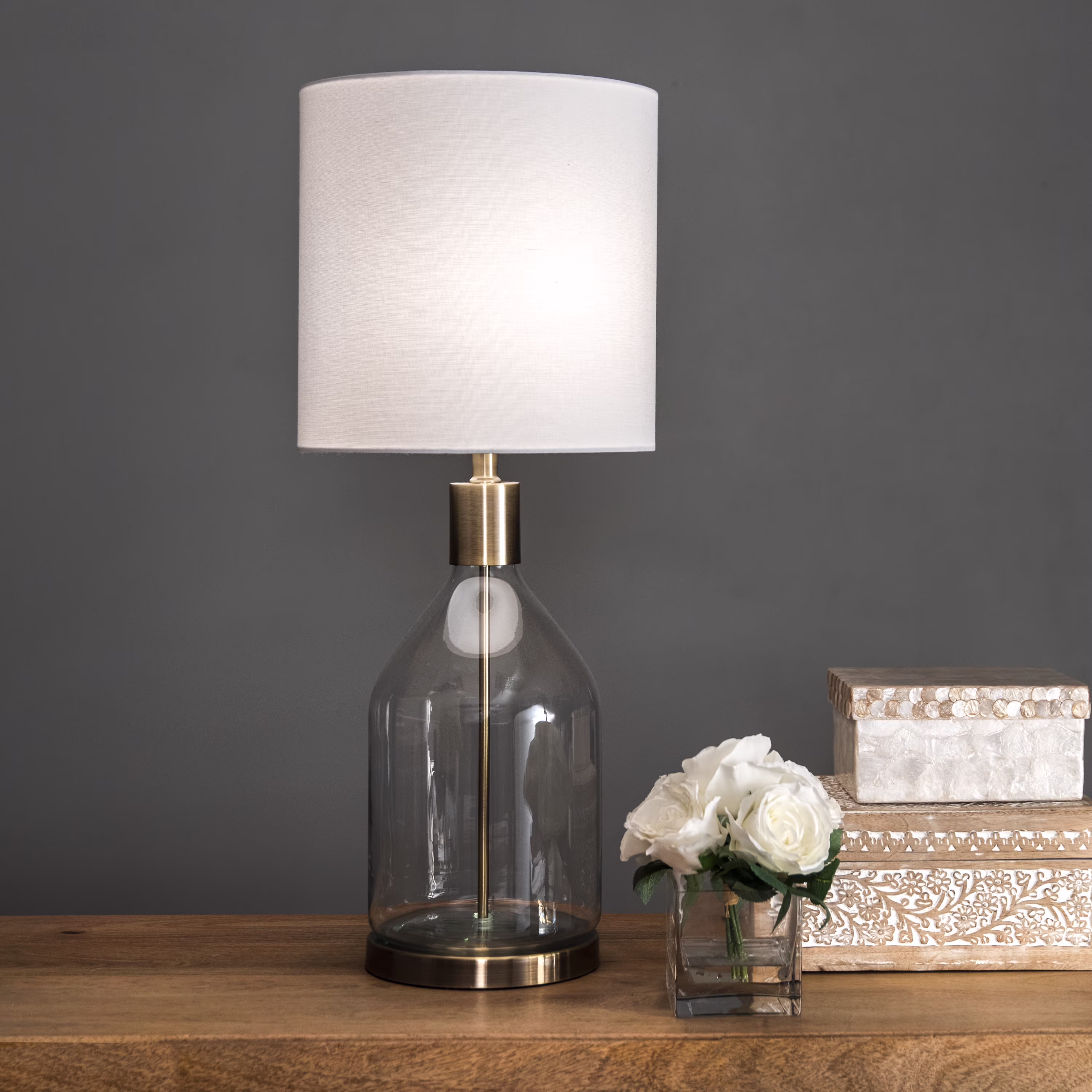 nuLOOM Vista 29" Glass Table Lamp, 29" H x 12" W x 12" D, Gold - image 1