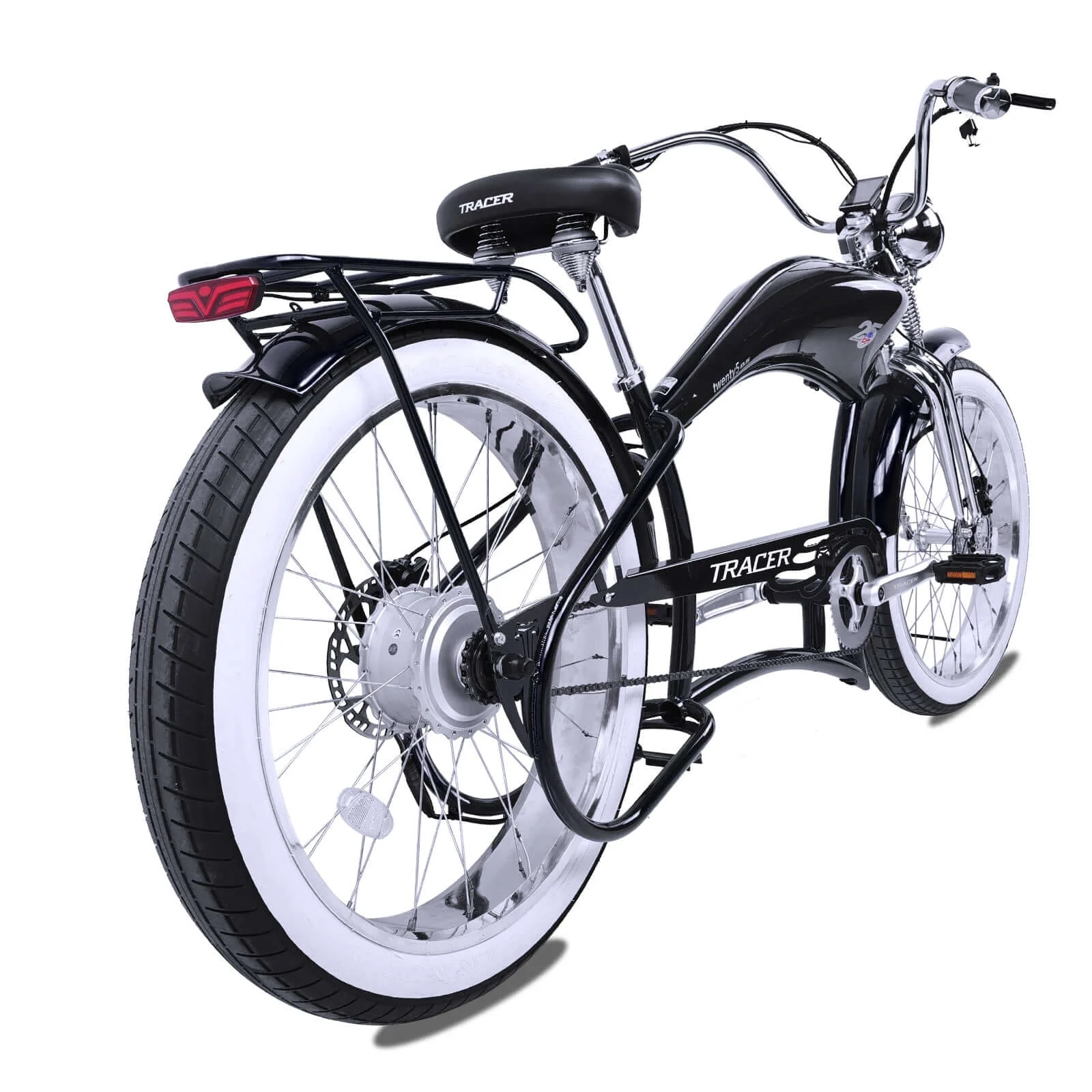 Twenty5 DS Chopper Stretch Cruiser E-bike, 26" Wheels, 800W Motor, Disc Brake, for men, Black - Image 3