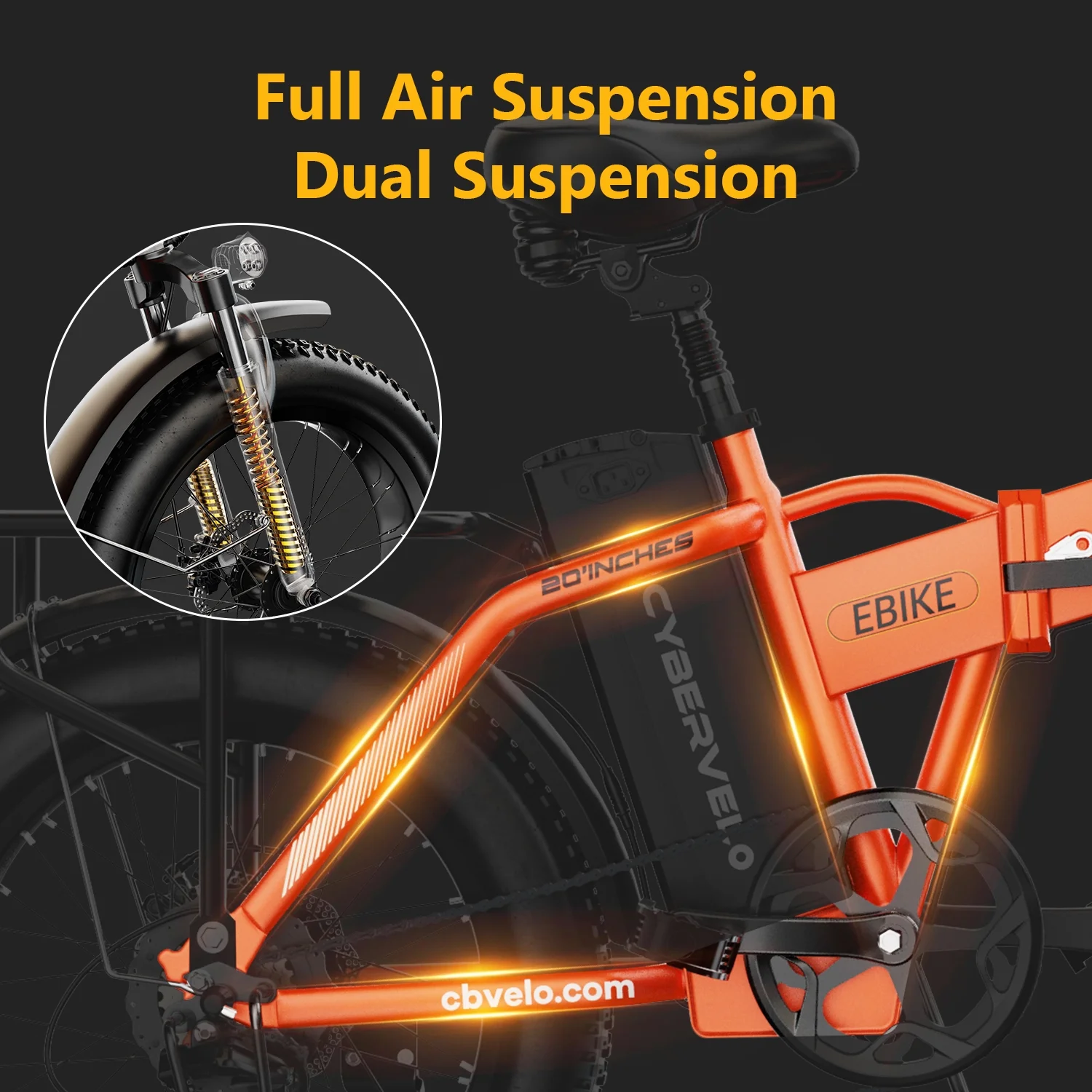 Cybervelo 1000W Folding Electric Bike, 48V 960WH Large Removable Battery E-Bike, 30+MPH, 80 Miles Max Range, 20" Fat Tire Electric Bike for Adults, Adult Electric Bicycles for Commute - Image 3