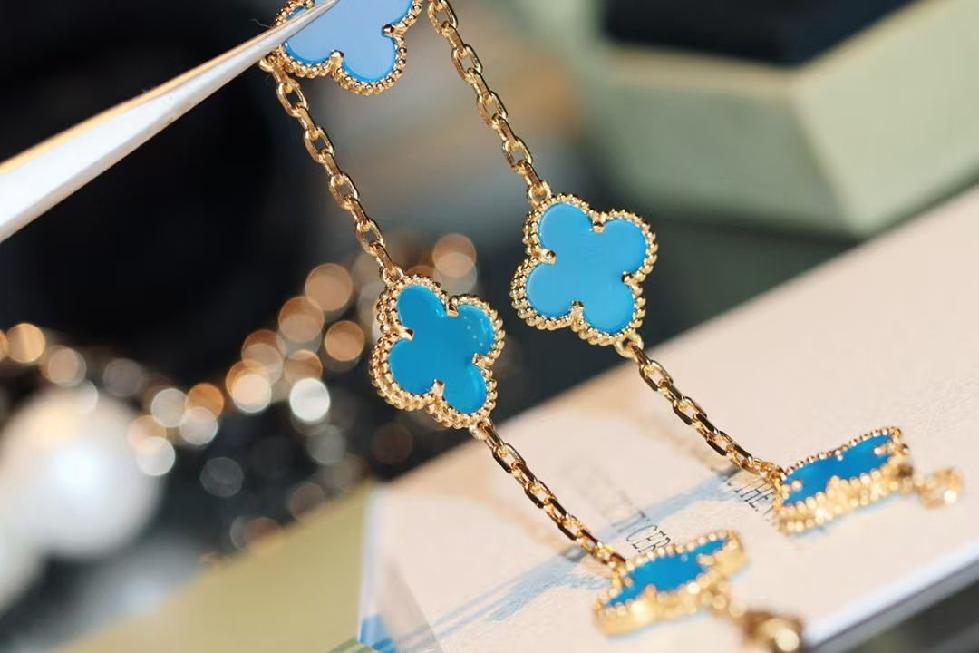 VCA Blue Vintage Alhambra Five Clover Bracelet - Original Replica Club