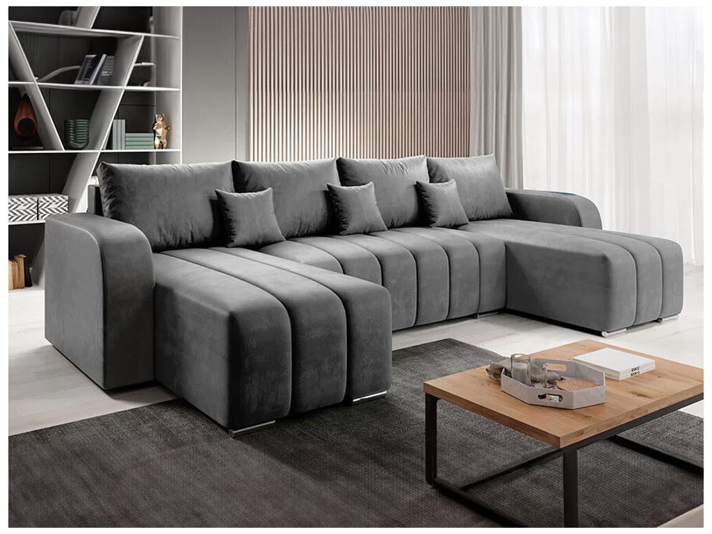 Sofá rinconero Mueblesclasic 108 Gris Función de descanso Caja de ropa de cama 313x147x86cm