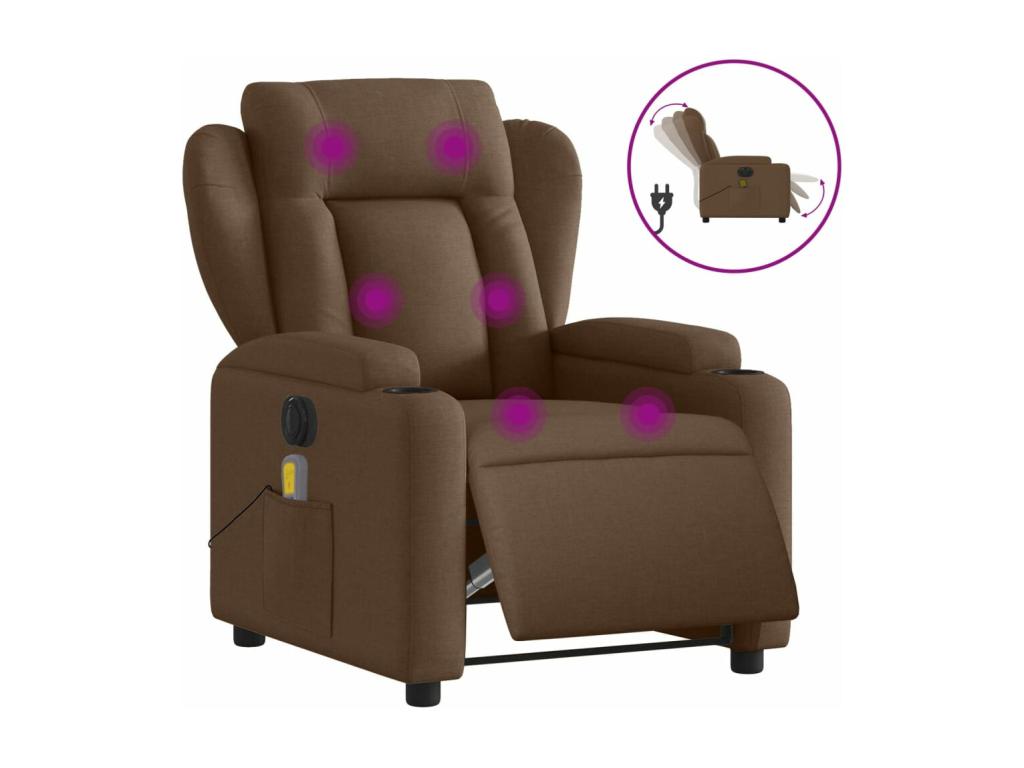 Sillón reclinable de masaje eléctrico tela marrón
