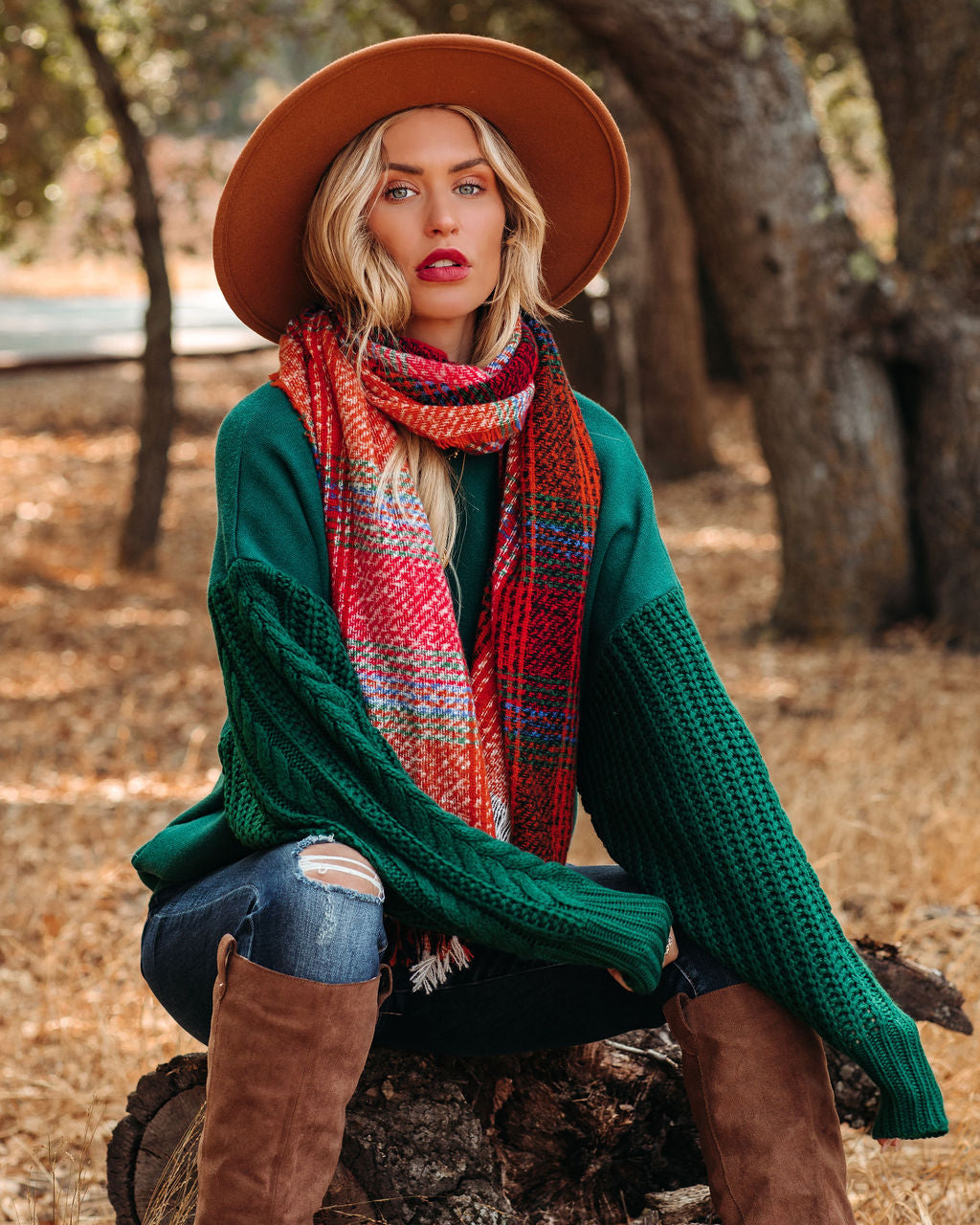 Spiced Plaid Blanket Scarf - Se7enfashion