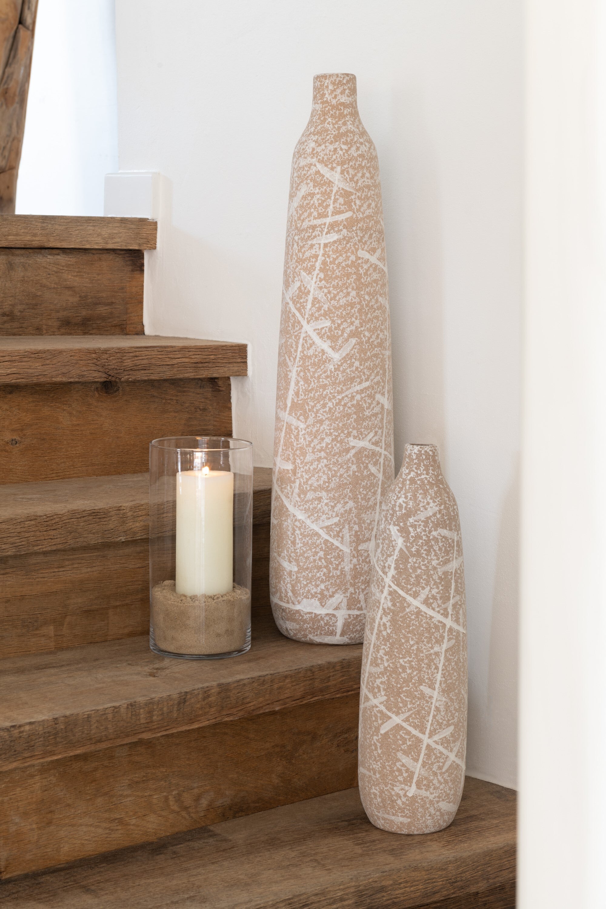 J-Line vaas Dune Smal - keramiek - beige wit - large - 69.5 cm hoog