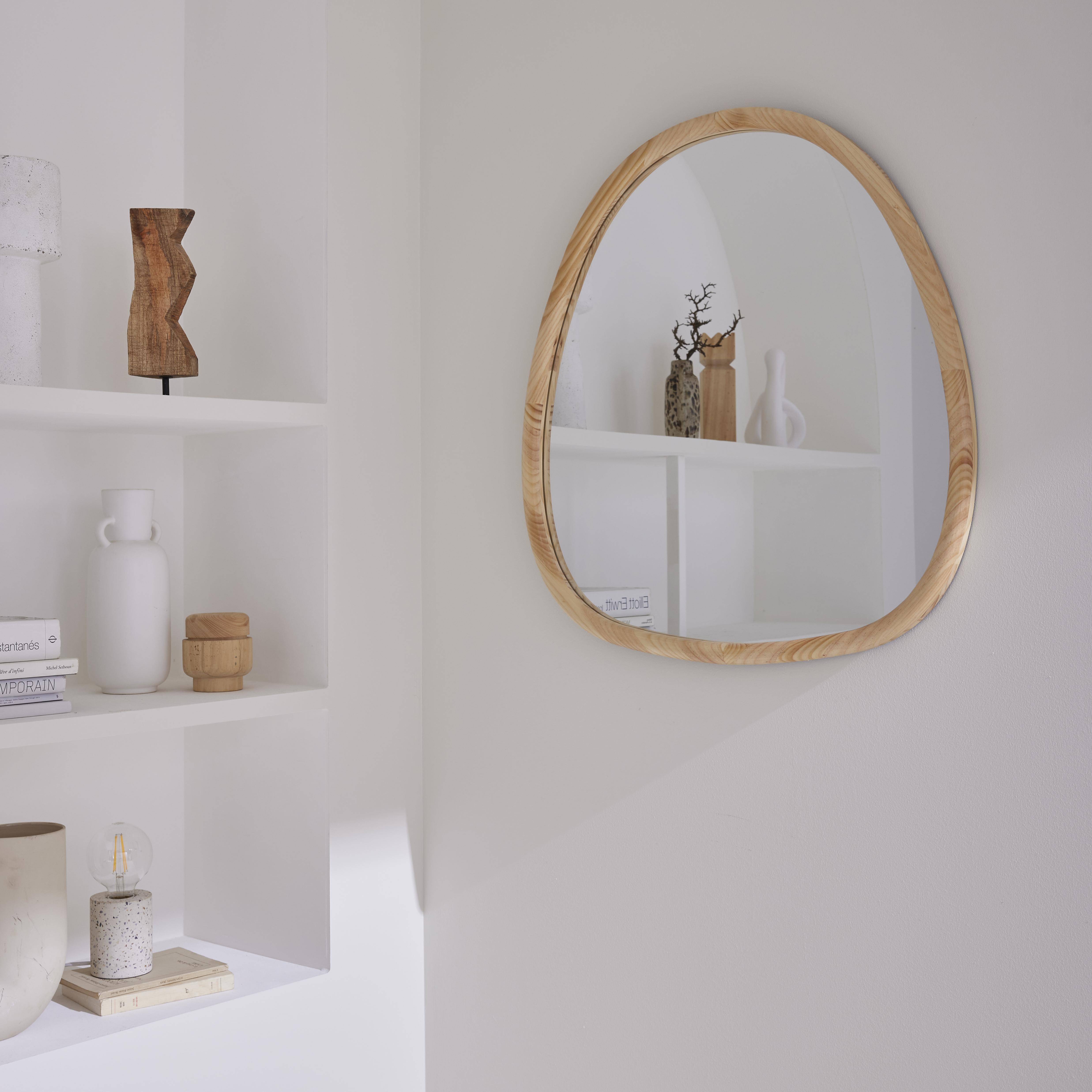 Charlie - Espejo de madera de abeto decorativo de pared, 75cm