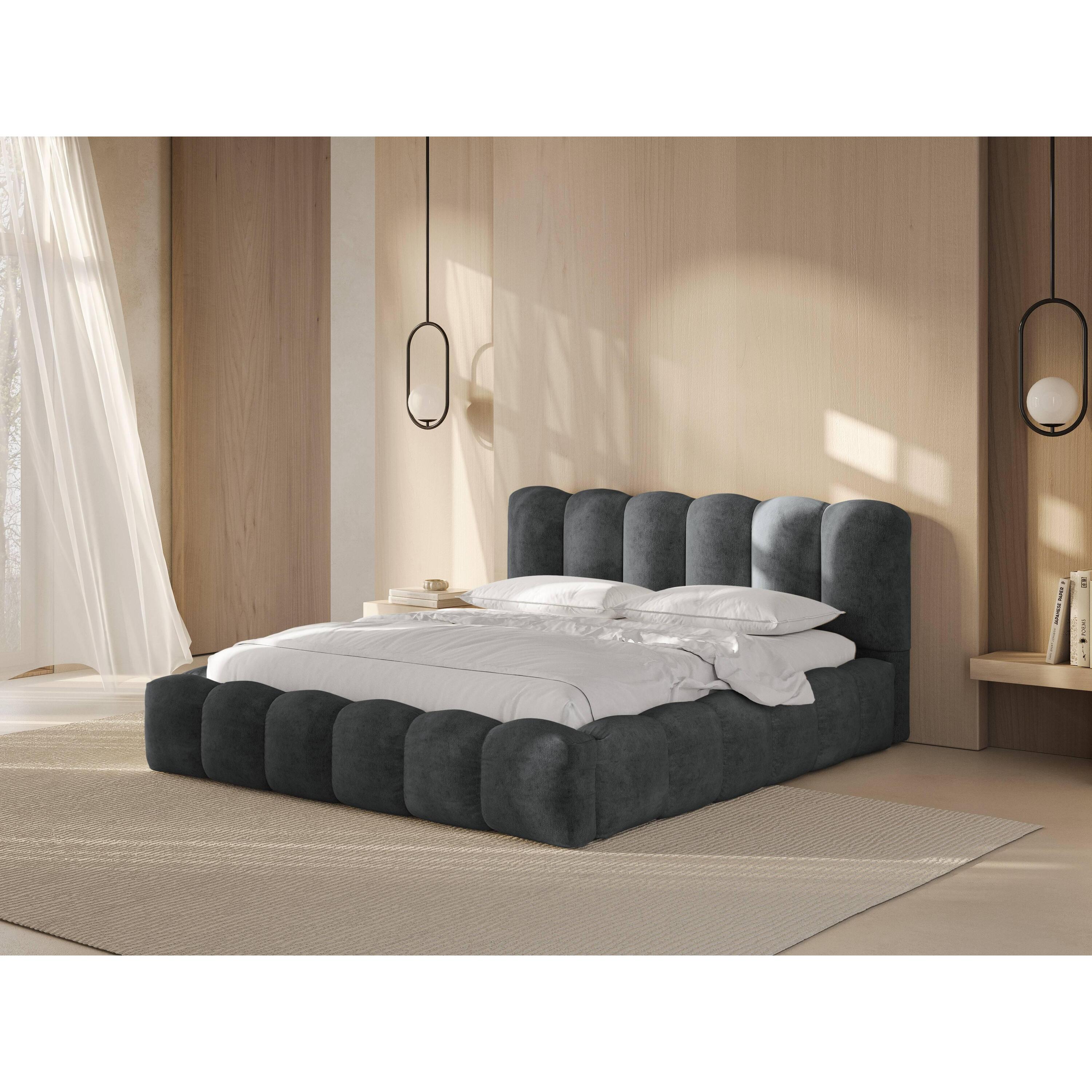 Micadoni Lupine Bedframe met Opbergruimte 160 x 200 cm - Chenille - Pl