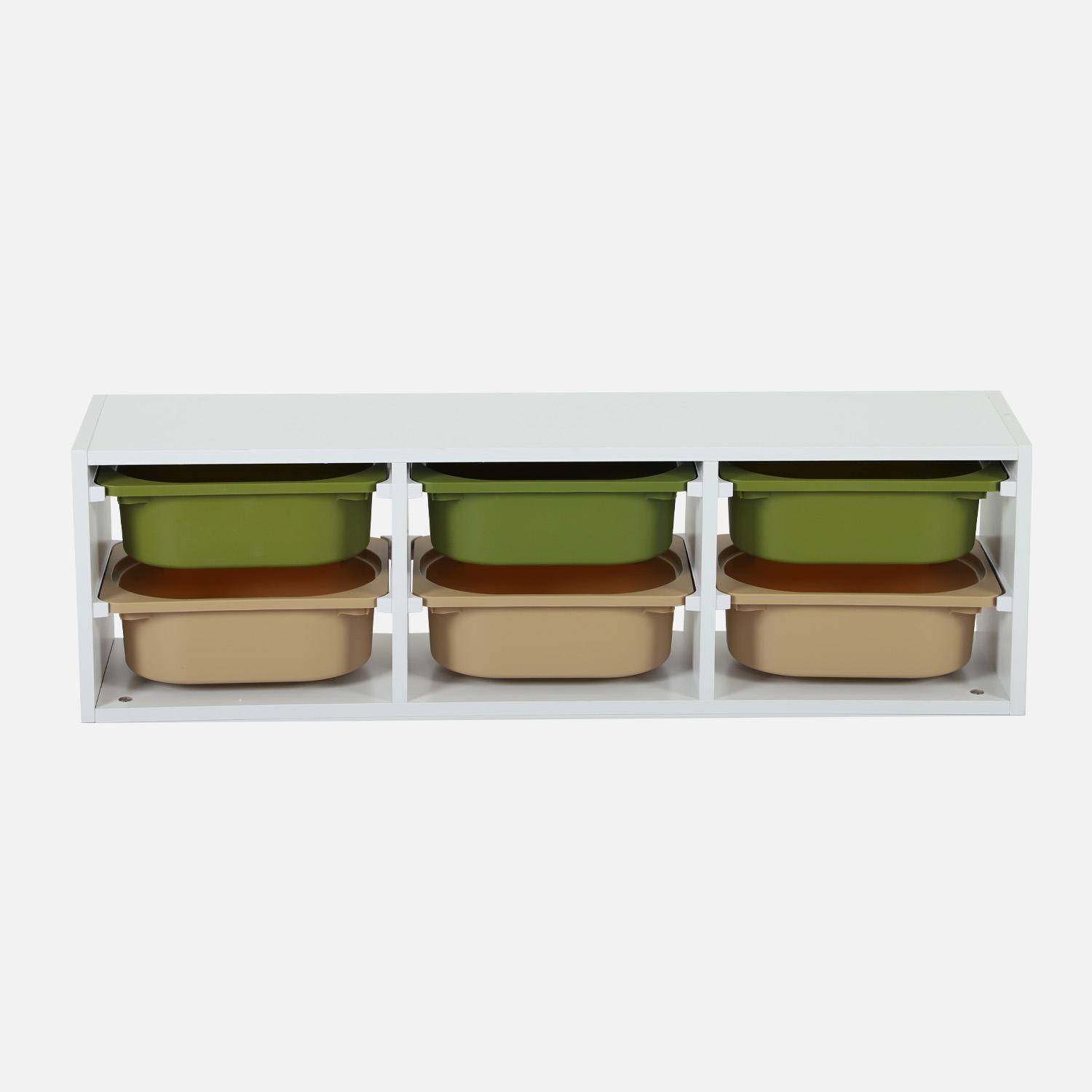 Sora - Mueble de almacenamiento infantil horizontal, 6 cajas coloridas