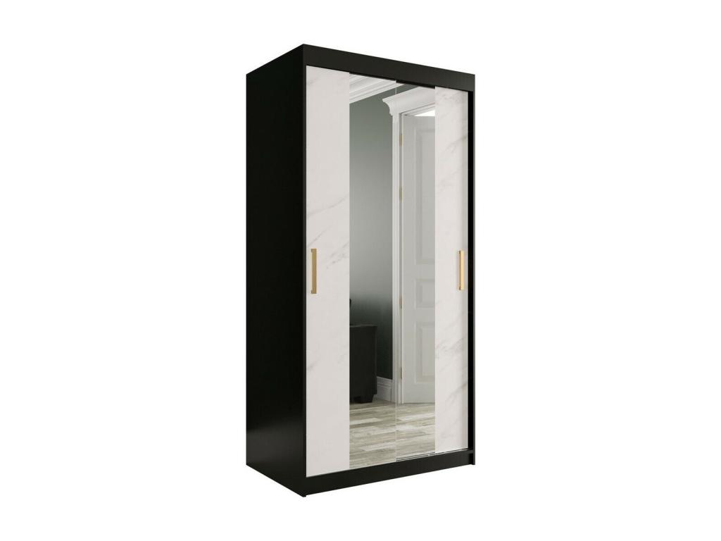 Armario Abodeia 252 - Negro mate - Mármol blanco - 200x100x62cm - Número de estantes 5 00