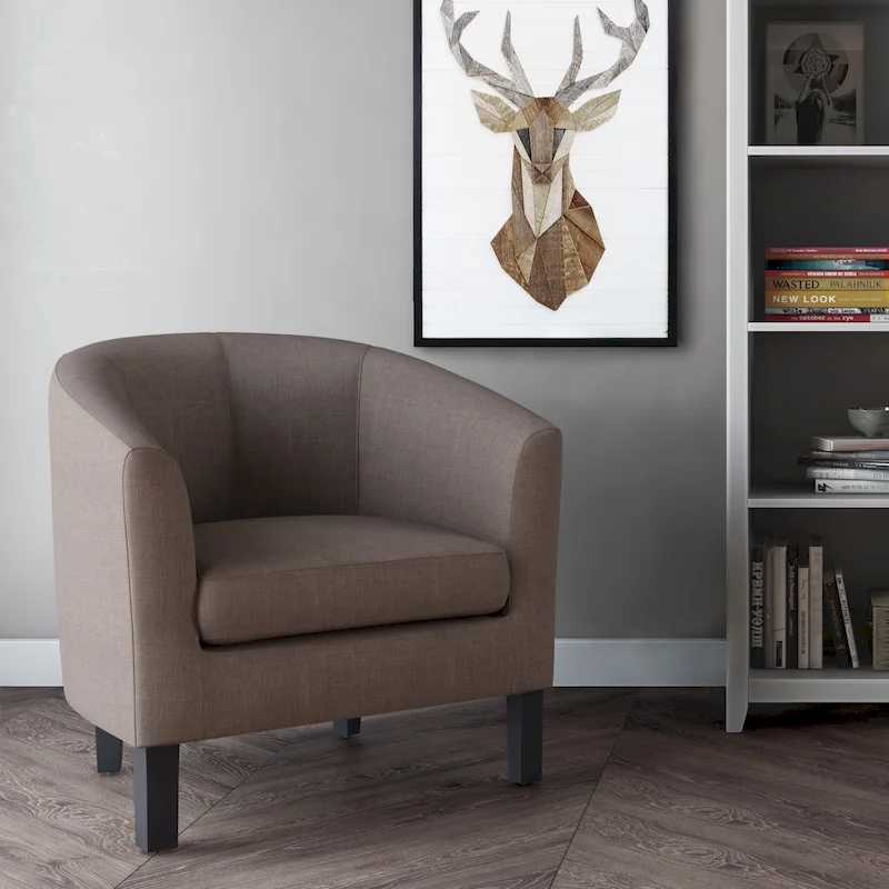 Modern Tub Accent Chair with Upholstered Seat and Wooden Legs