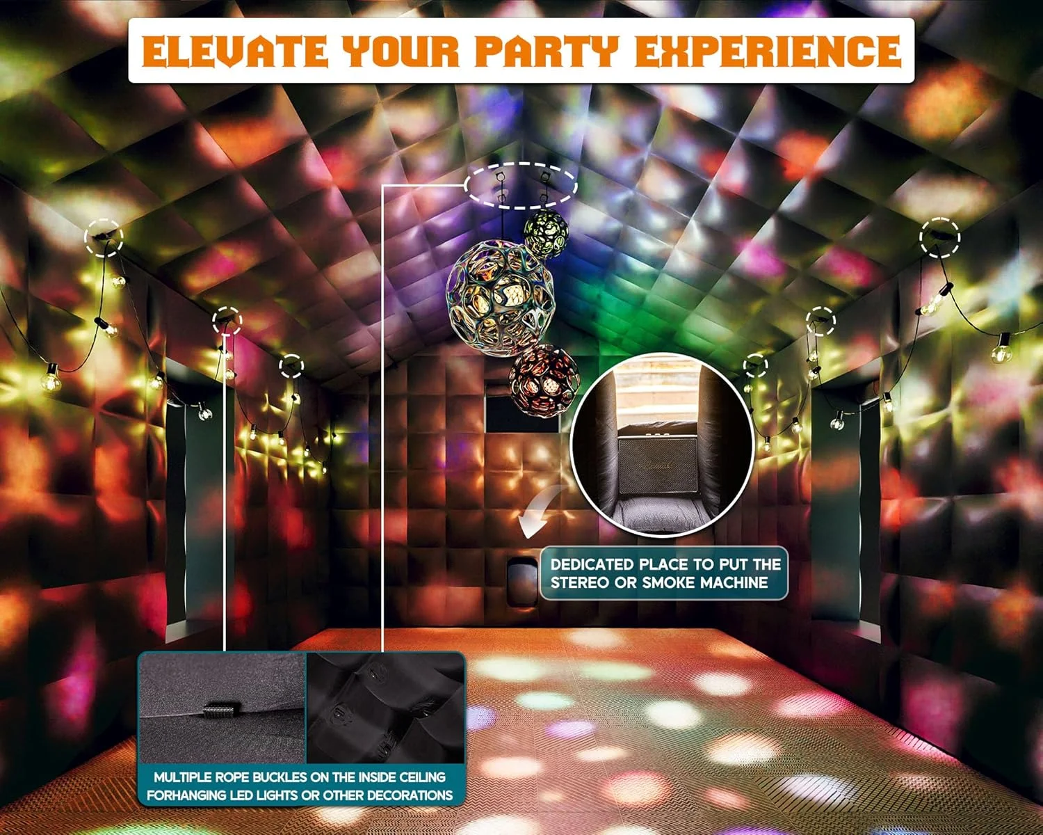 Jocisland 20x16x14 ft Large Black Inflatable Night Club Tent for Adults with 2 Side Doors, Inflatable Nightclub with Logo Area Gazebo Event House - Image 7