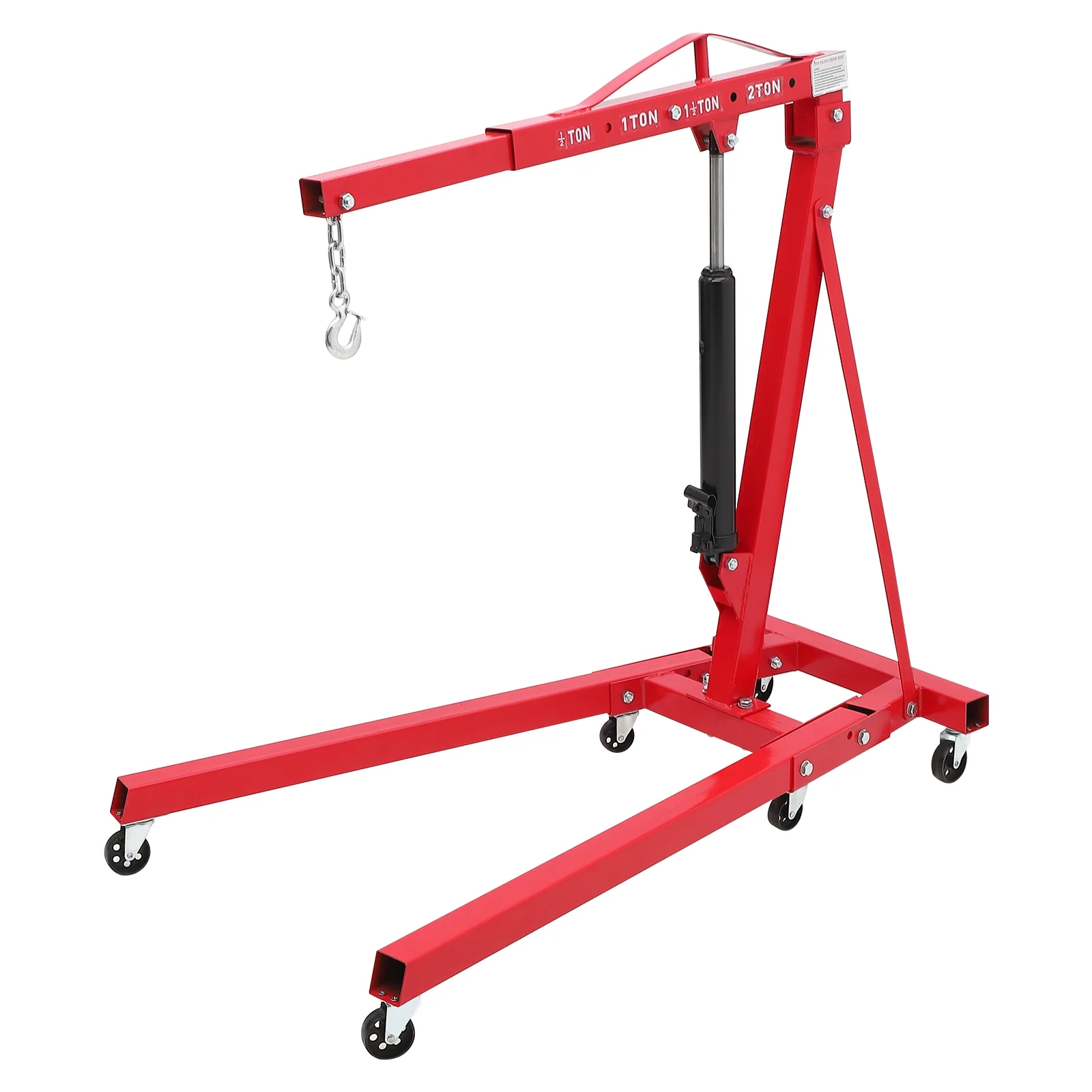 Ladcaser 2 Ton Engine Hoist, Folding Cherry Picker Engine Hoist with Lever and 6 Casters, 4400lbs Heavy Duty Hydraulic Shop Crane, Engine Crane Lifter for Workshops Garage Warehouse - Image 9