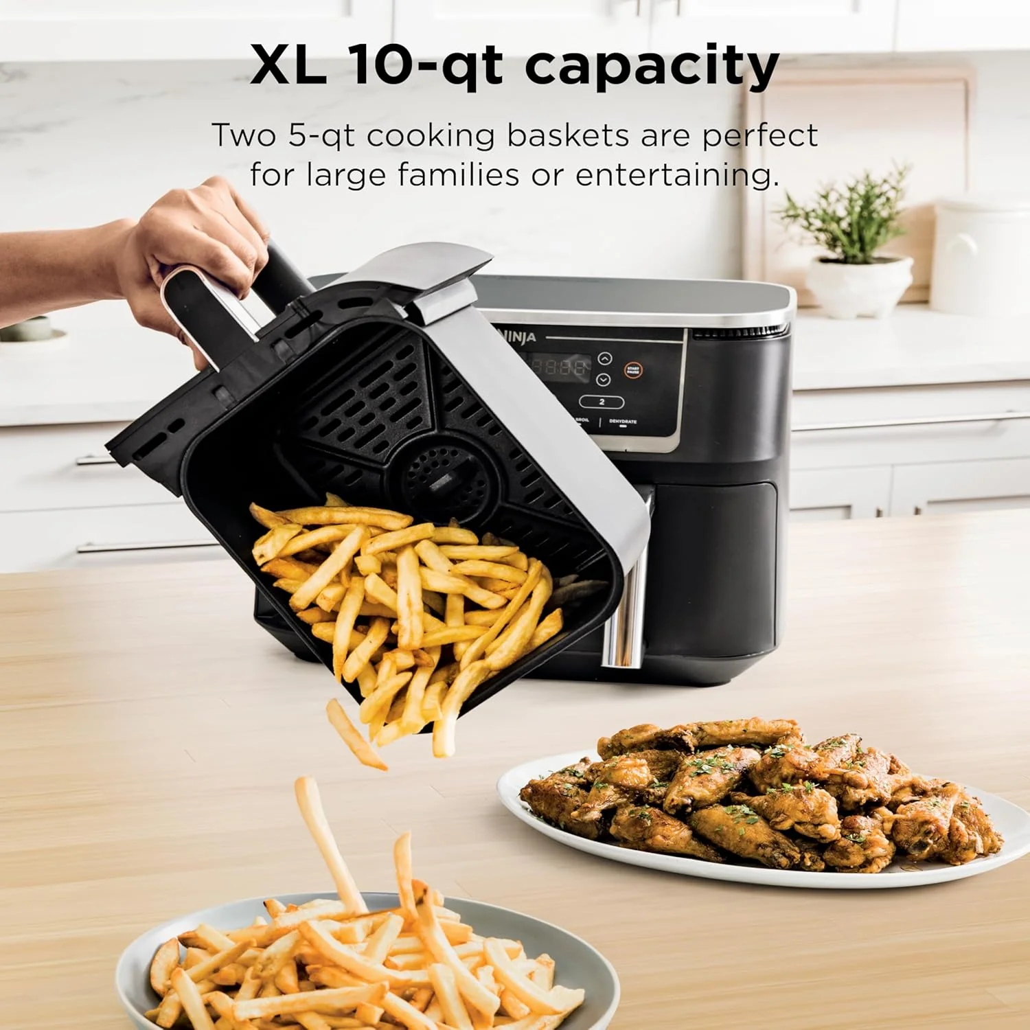 Ninja Foodi 6-in-1 FlexBasket Air Fryer with 7-Quart MegaZone and Basket Divider