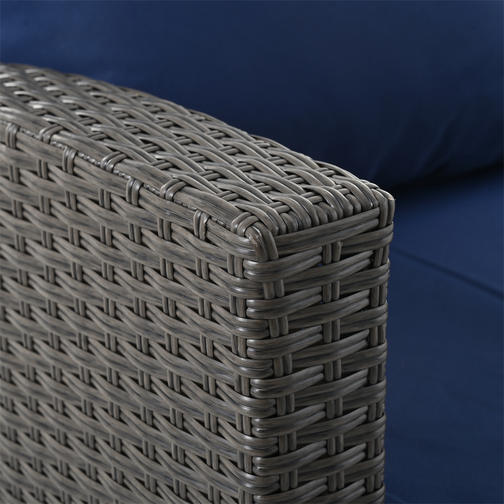 4 Pieces Patio Conversation Set, Outdoor Furniture Set with Cushion, Outside Sectional Rattan Wicker Sofa Furniture Set for Garden, Porch, Backyard, Gray - Image 15