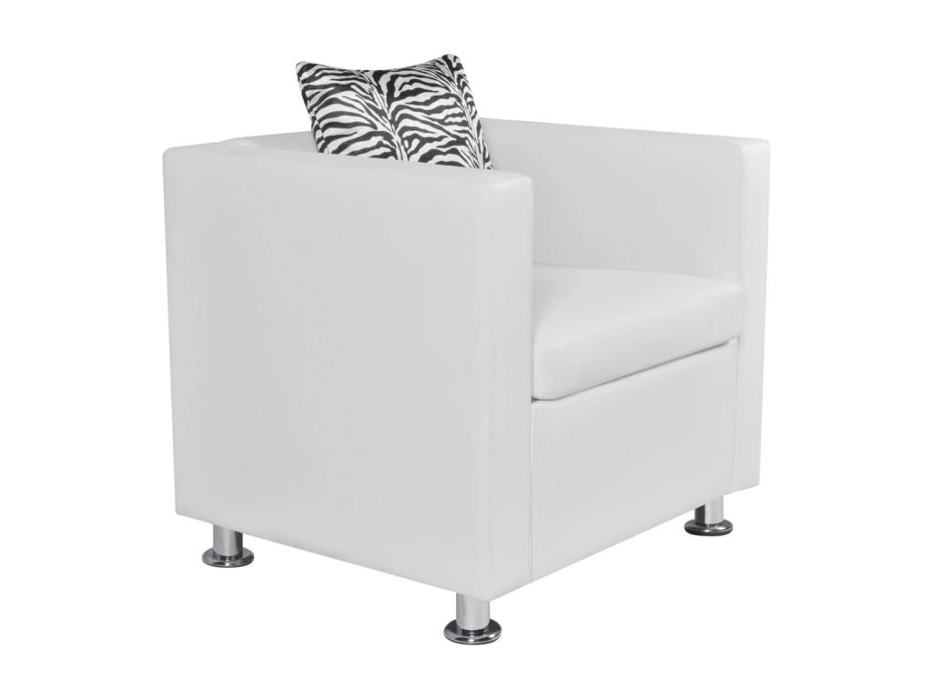 Sillón de cuero sintético blanco