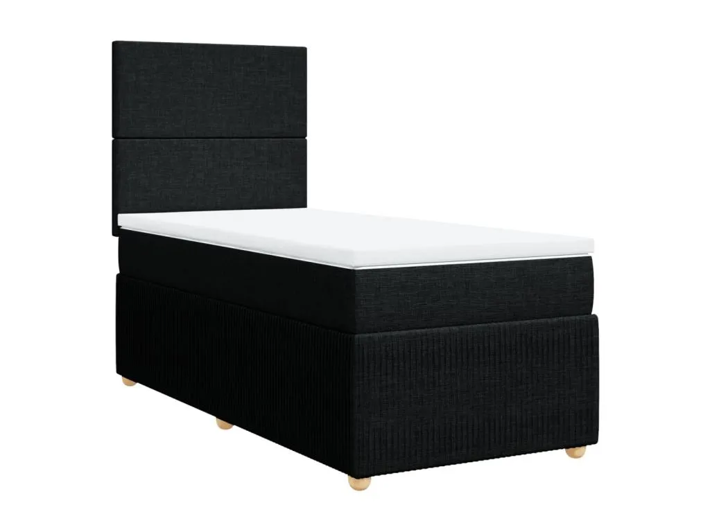 Cama box spring con colchón tela negro 100x200 cm zjx3522079