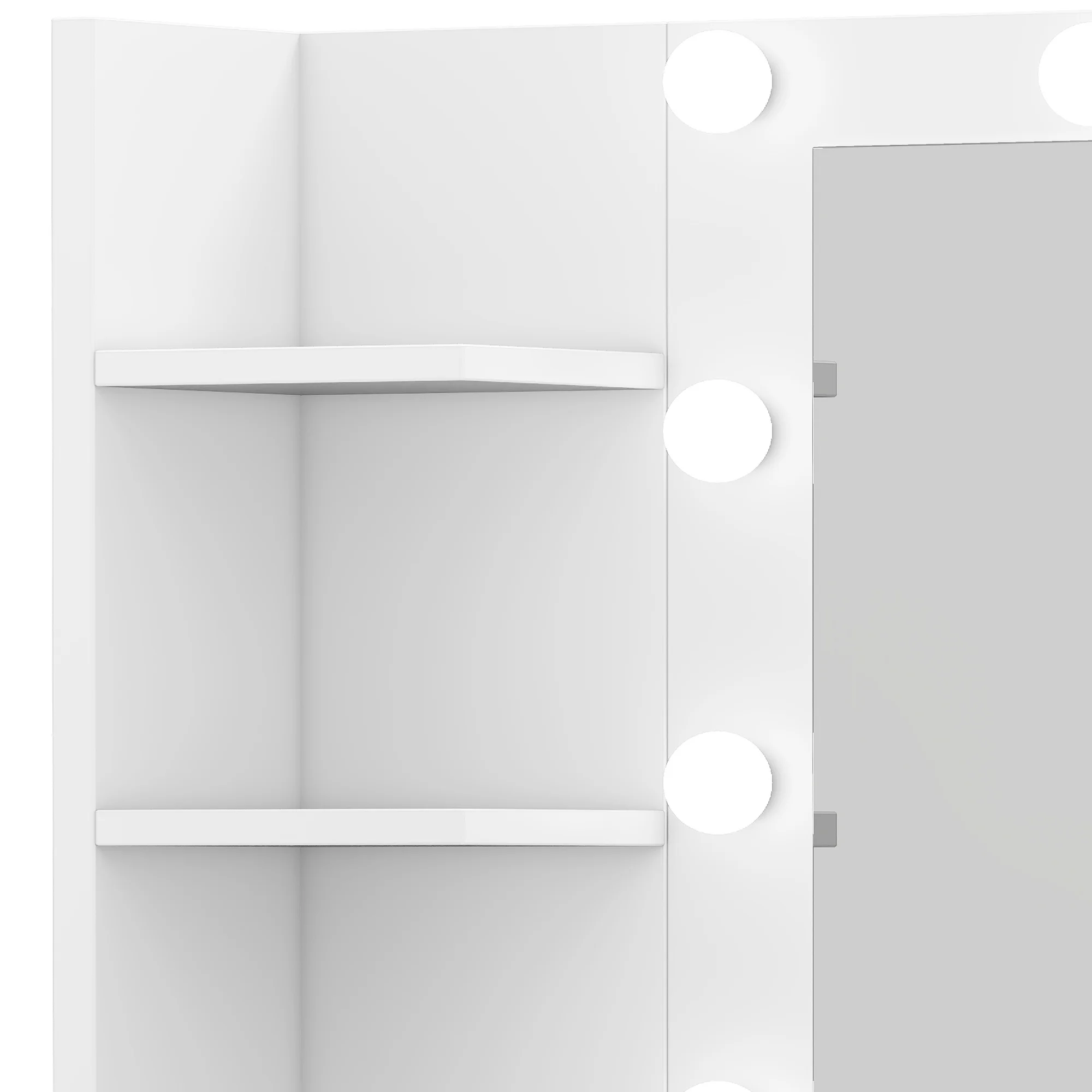 Uforic Makeup Vanity Desk with Mirror & Lights, Vanity Desk with 4 Drawers & Storage Shelves - White - Image 9