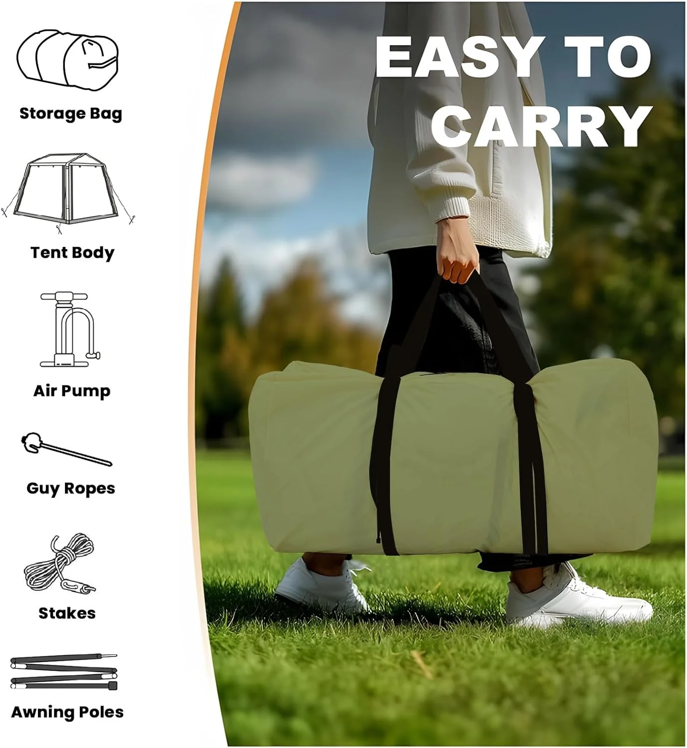 Lilypelle 4-6 Person Blow Up Inflatable Tent with Stove Jack, Hot Tent for Camping with Hand Pump, Waterproof Inflatable Camp Tent with Mesh Windows, Easy Setup Glamping Inflatable House - Image 47