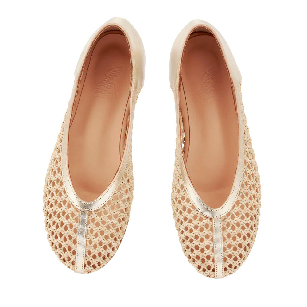 Ancient Greek Sandals - Ballerines Aeropi - Naturel  & Platine