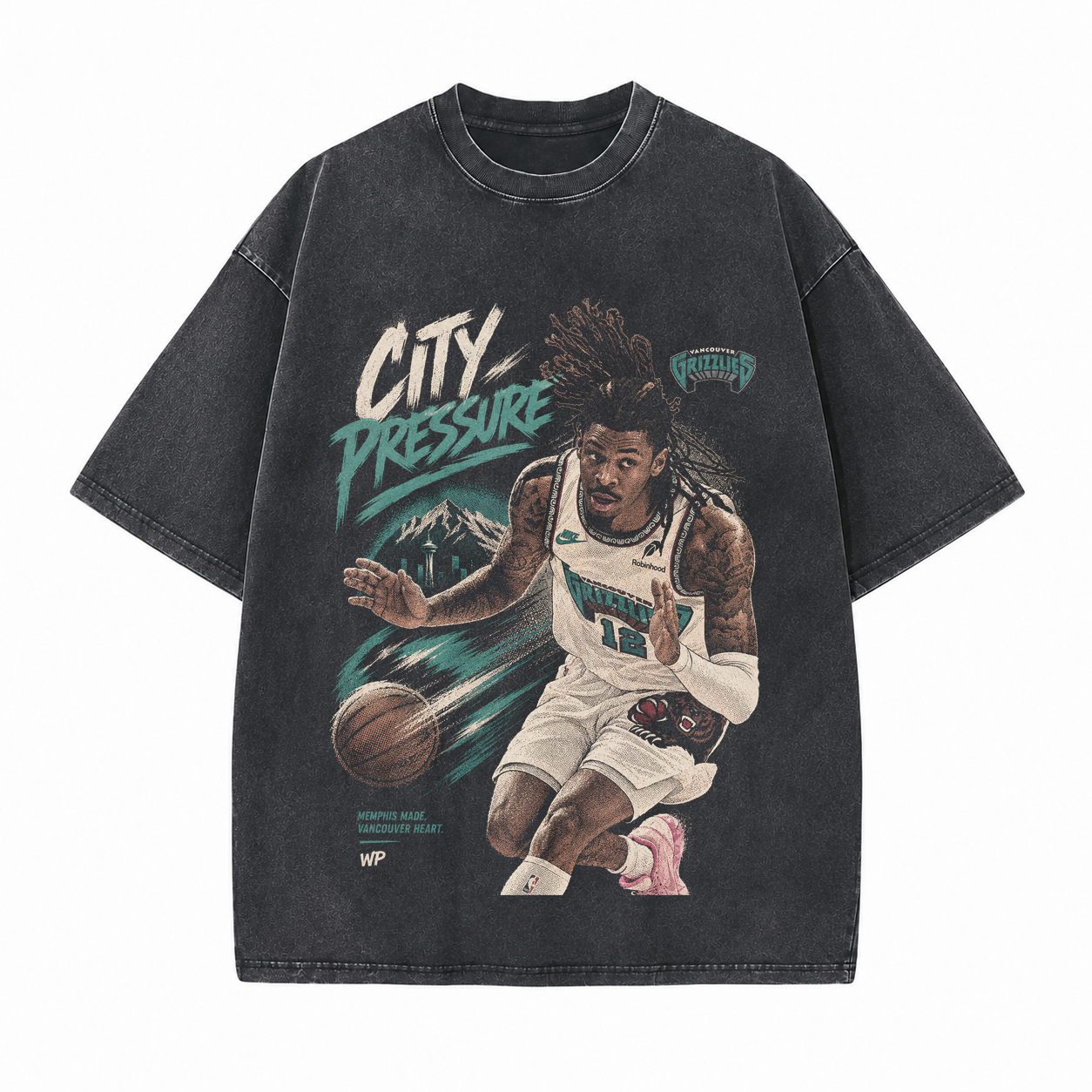 City Pressure Printed Unisex Washed T-Shirt
