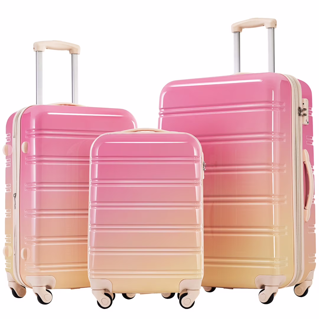 3 Piece Luggage Sets, Hard Shell Suitcase 20/24/28 Inches with TSA Lock and Spinner Wheels, Expandable Lightweight Travel Luggage for Men Women, Multicolor purple