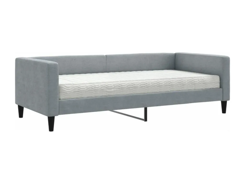 Sofá cama con colchón tela gris claro 90x190 cm oyib95628