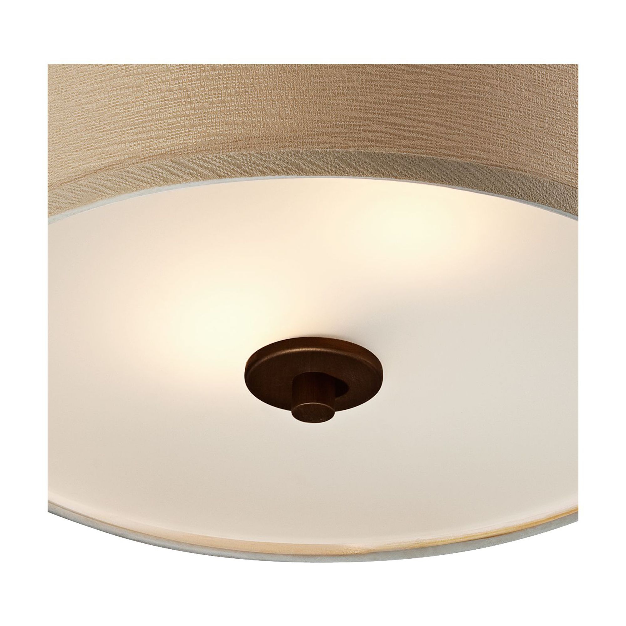Possini Euro Design Halsted Modern Ceiling Light Semi Flush Mount Fixture 15" Wide Brushed Bronze 2-Light Oatmeal Linen Drum for Bedroom Living Room - Image 3