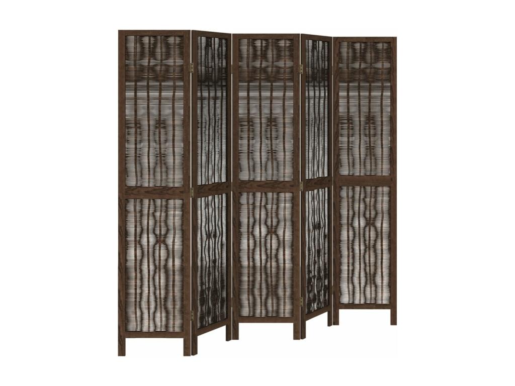 Tabique de paulownia macizo marrón oscuro de 5 paneles