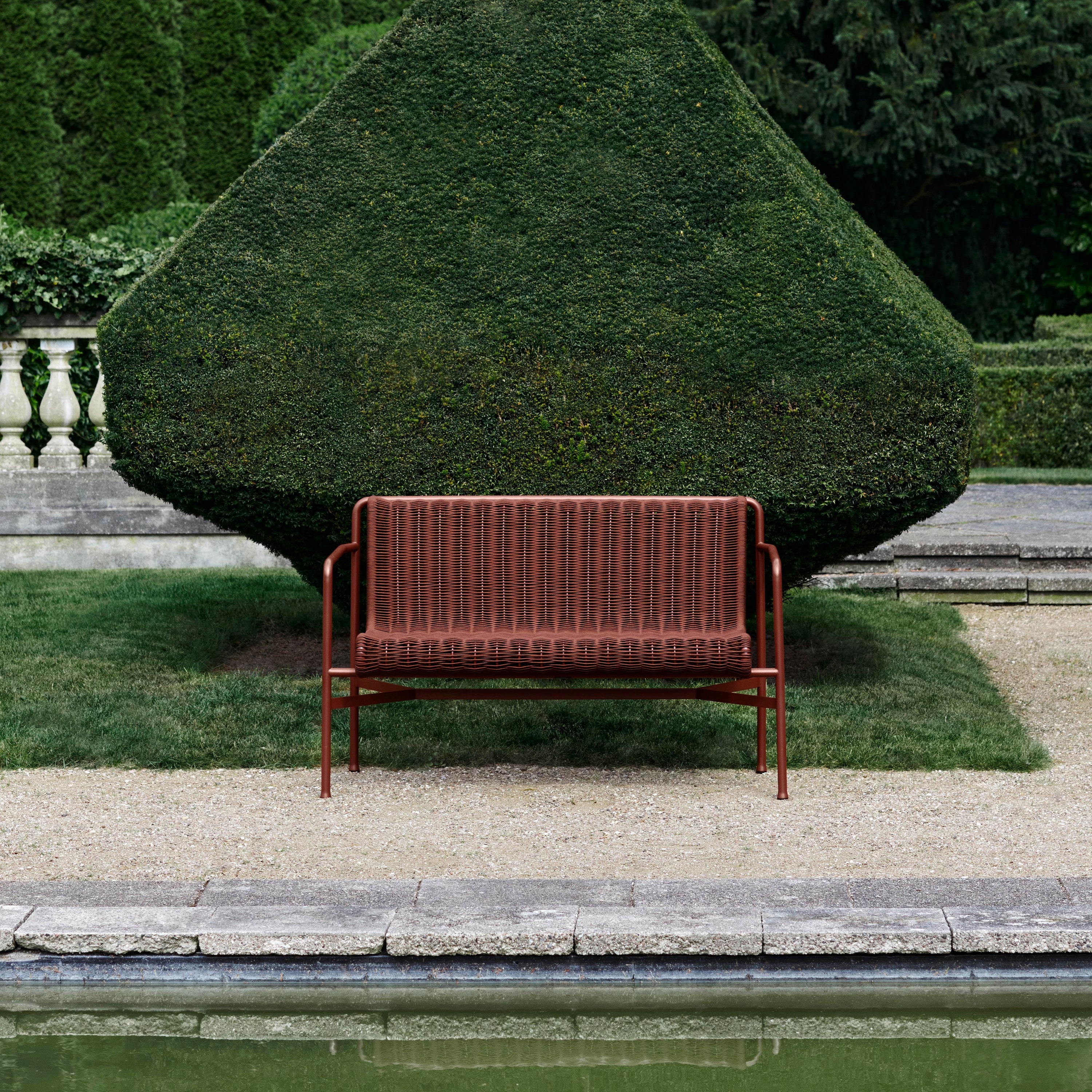 HAY Palissade Cord Tuinbank 2,5-zits met Armleuning - Iron Red