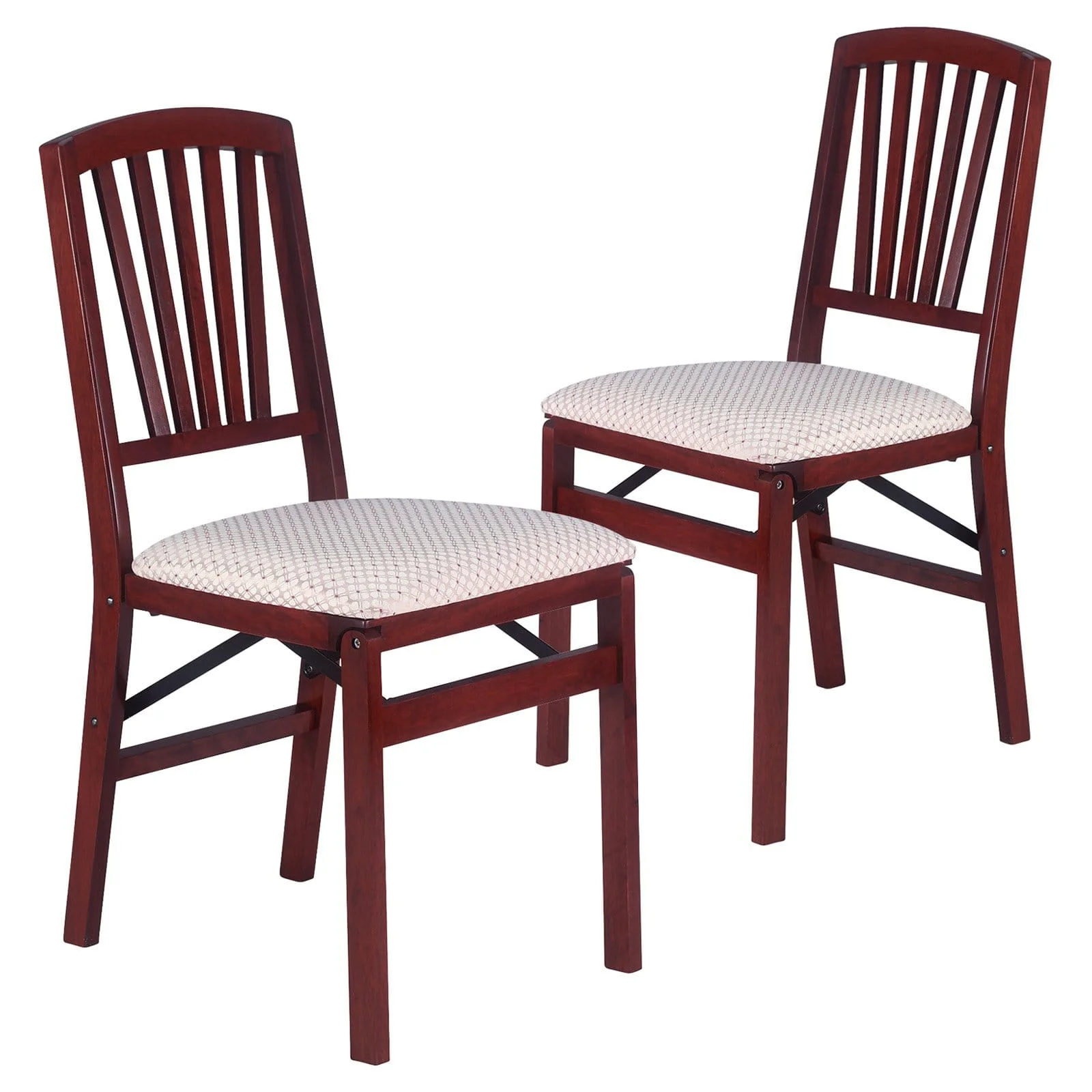 Mission Fusion Folding Chair (Set of 2)- Blush Fabric and Fruitwood - Image 7