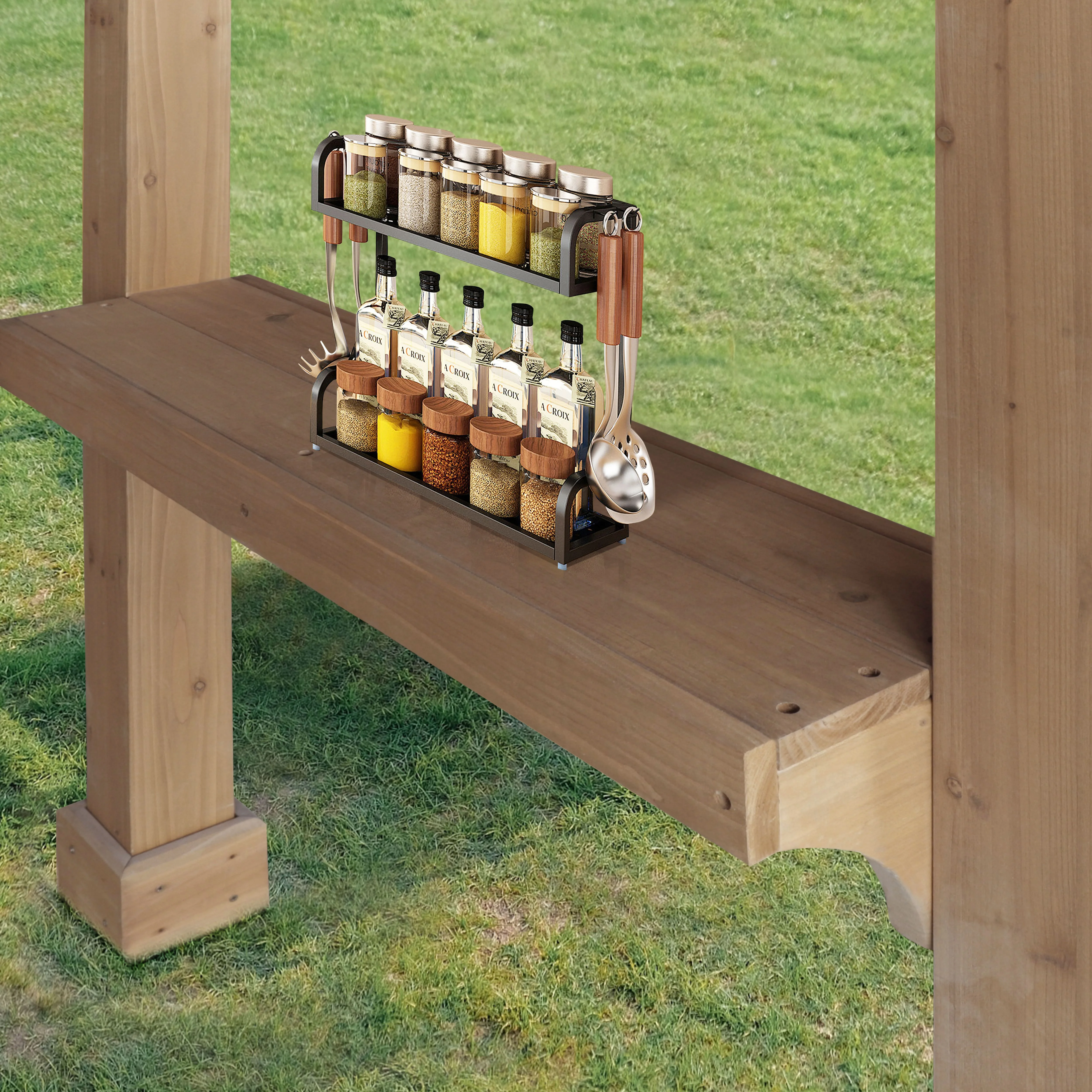VEIKOUS 8' x 5' Outdoor Hardtop Gazebo, BBQ Grill Gazebo w/ Workstation Shelves for Lawn, Garden, Deck - Image 35