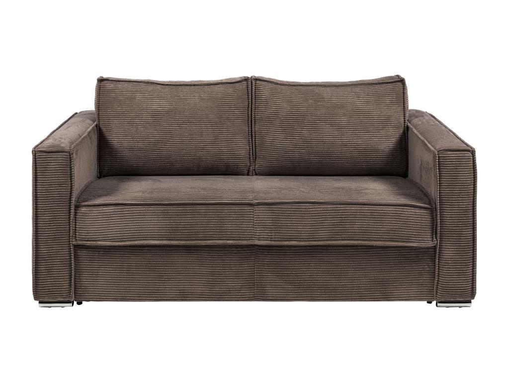 Sofá cama de 3 plazas con apertura italiana de pana marrón - Somier de láminas anchas de 140 cm - Colchón de 22 cm LORETO