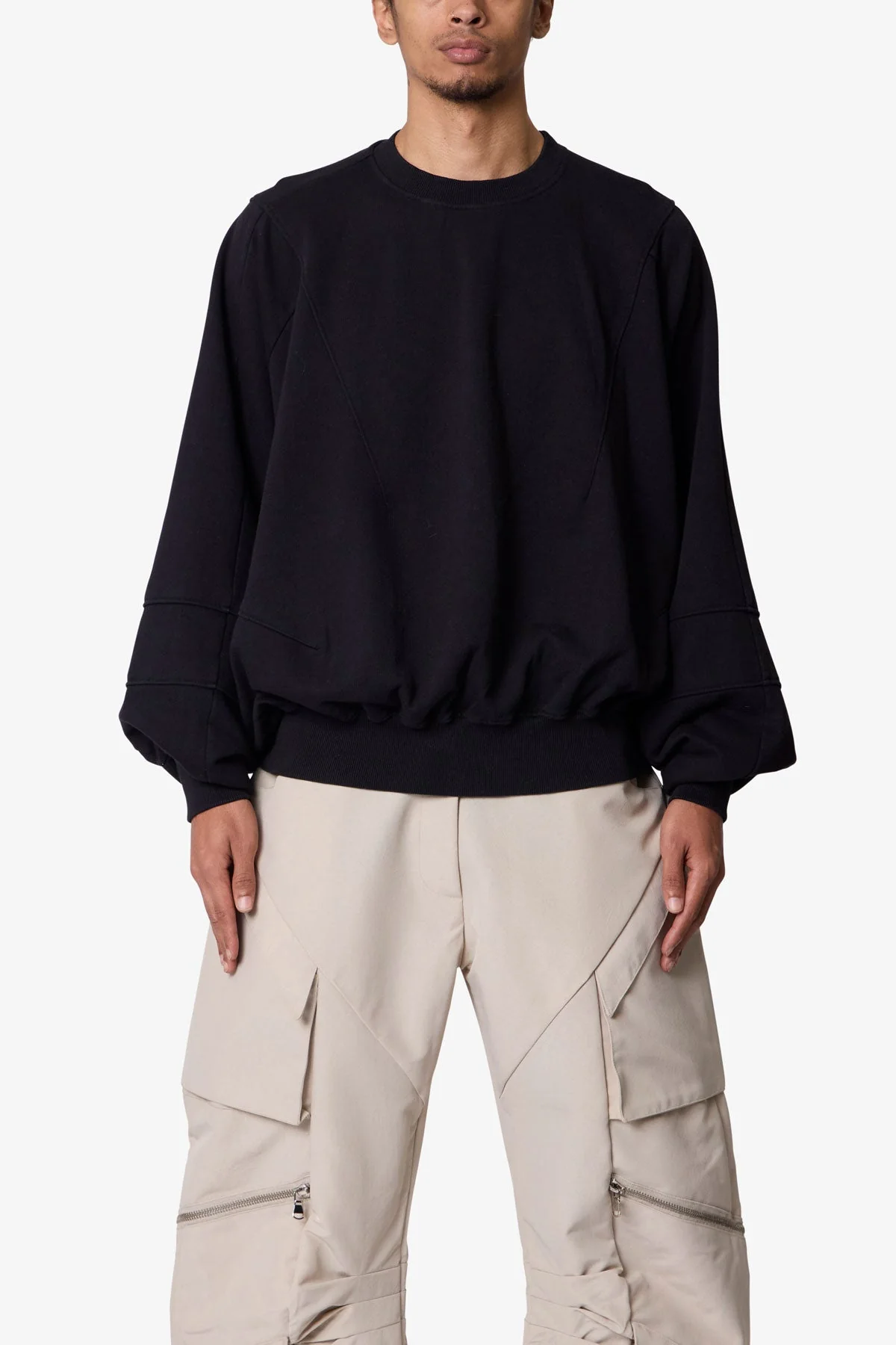 Paneled Crewneck - Black