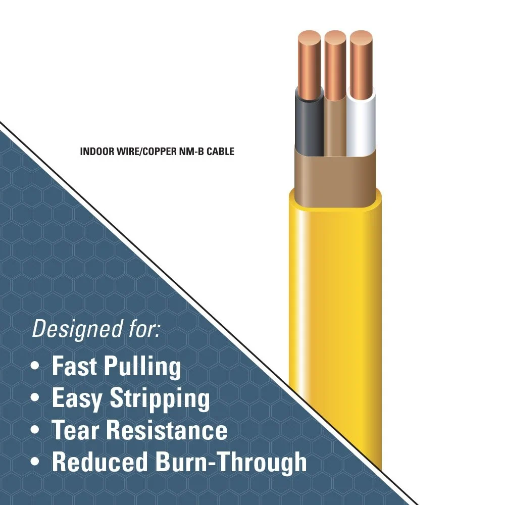 Southwire 28828228 12/2 100' Yellow with Ground Romex Brand SIMpull Residential Indoor Electricial Wire Type NM-B