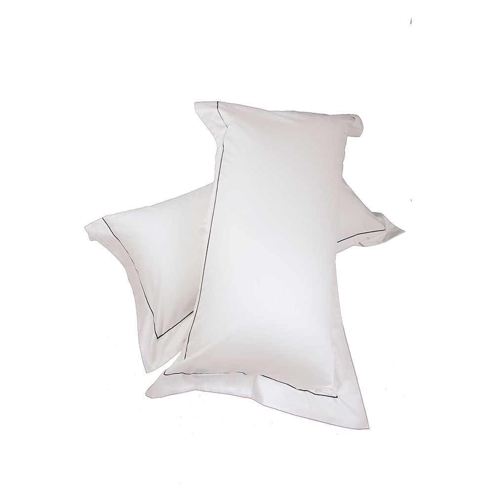 TAIE D'OREILLER BRODEE OXFORD - COTON IVOIRE, BRODÉ