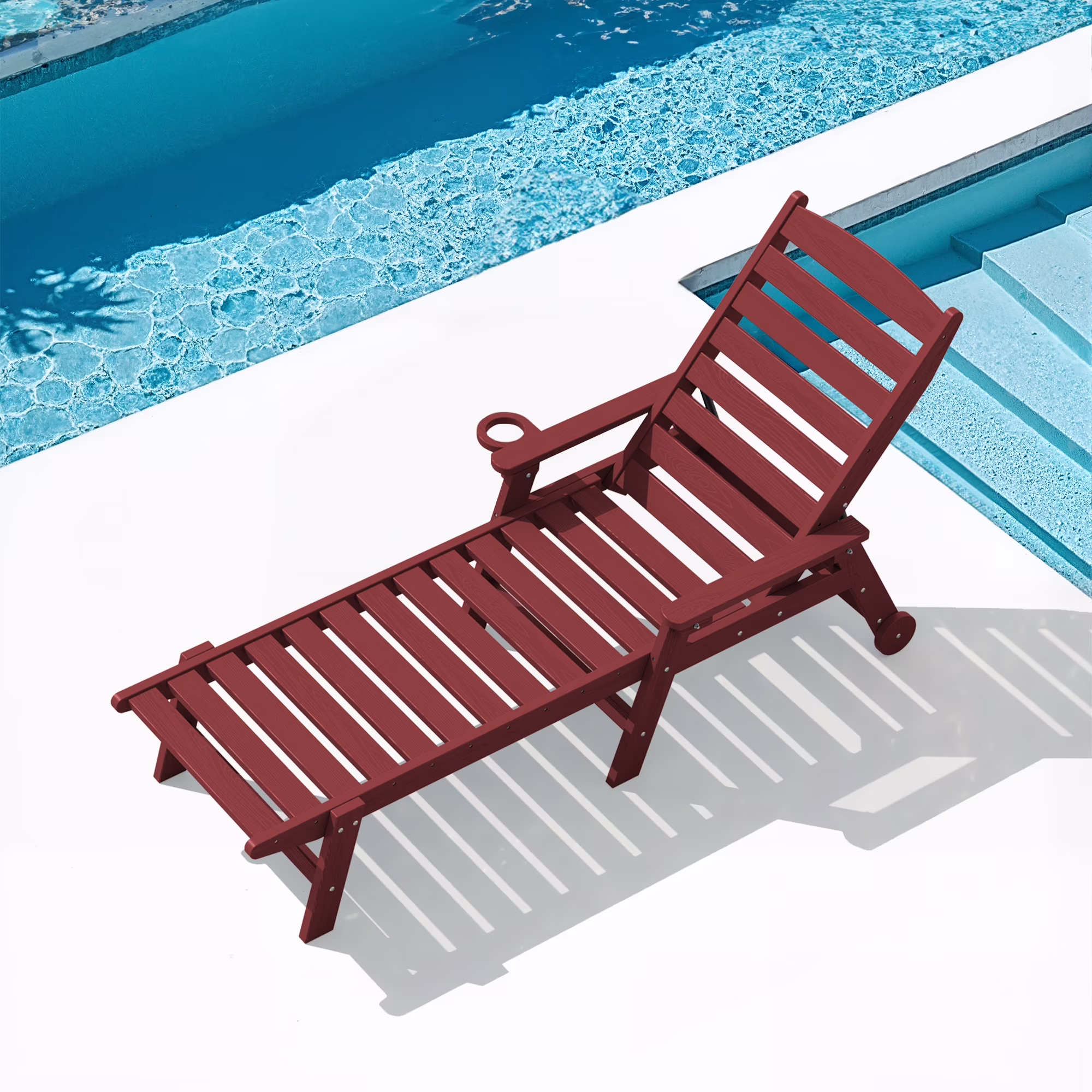 SERWALL Patio Chaise Lounge Chair, 78'' HDPE Outdoor Lounge Chair 5 Positions Pool Lounger Navy Blue - Image 13